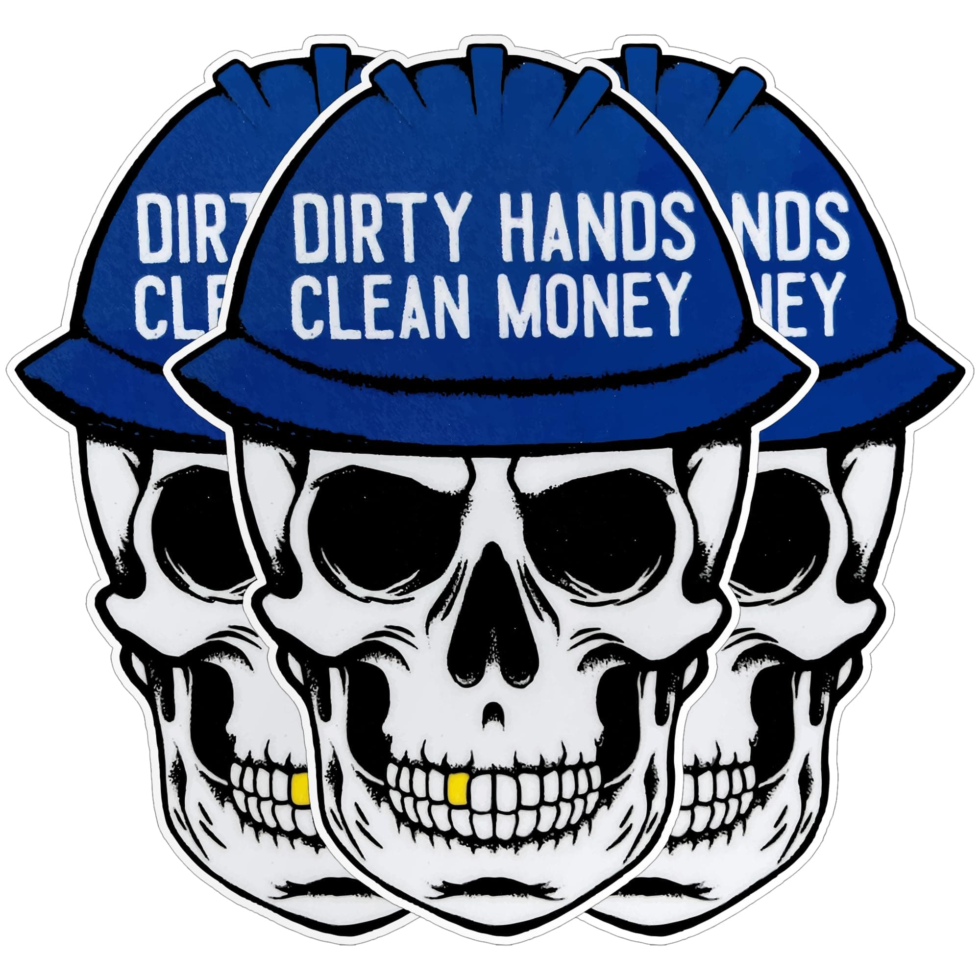 Dirty Hands Make Clean Money Skull Mechanic Sticker Technician Zip Gifts Helmet Zip Sticker Hard Hat Sticker Funny Decals Waterproof Vinyl Sticker for Water Bottle Tumbler Phone Case Cars Laptops