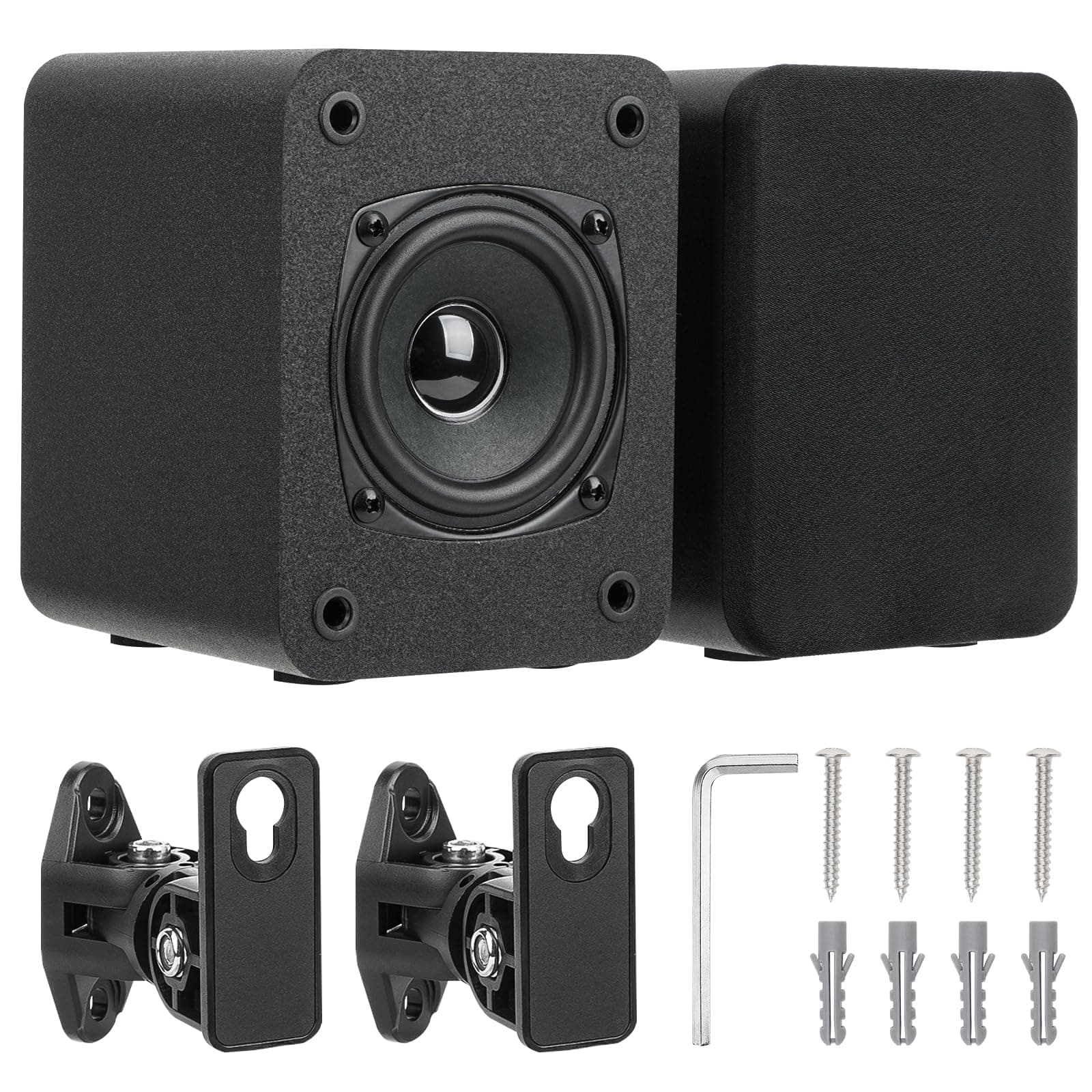 Saiyin Wall Mount Passive Speakers, Indoor Rear Surround Sound Speakers, Stereo Speakers for Midrange & High-Frequency, Passive Bookshelf Speakers for Home Theater, Receiver or Amplifier Required