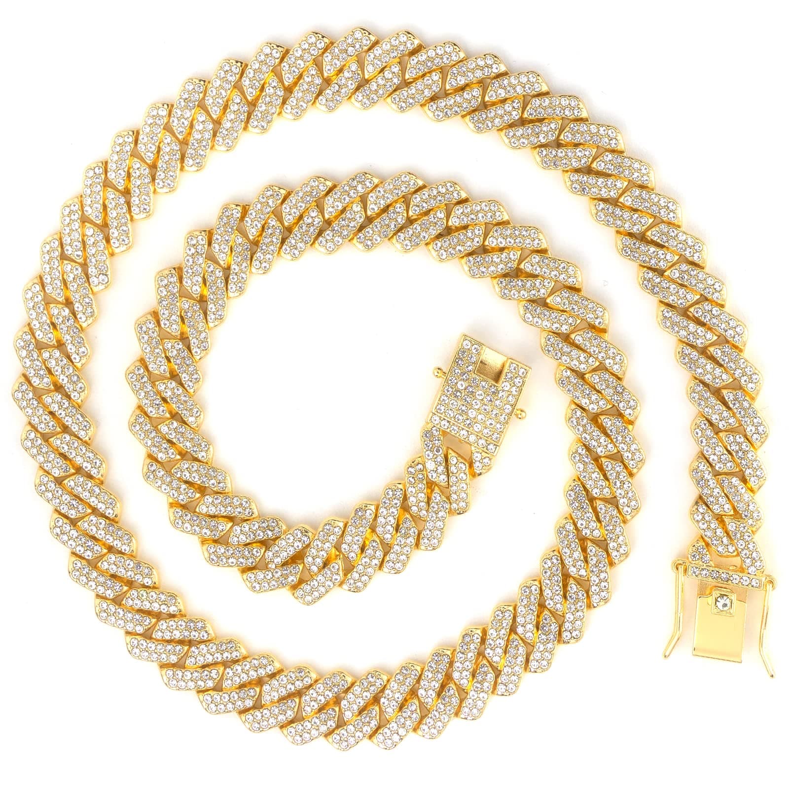 nkjegolCuban Chain Necklaces Silver/Gold Cuban Link Chains Mens Iced Out Miami Bling Diamond Hip Hop Jewelry for Women
