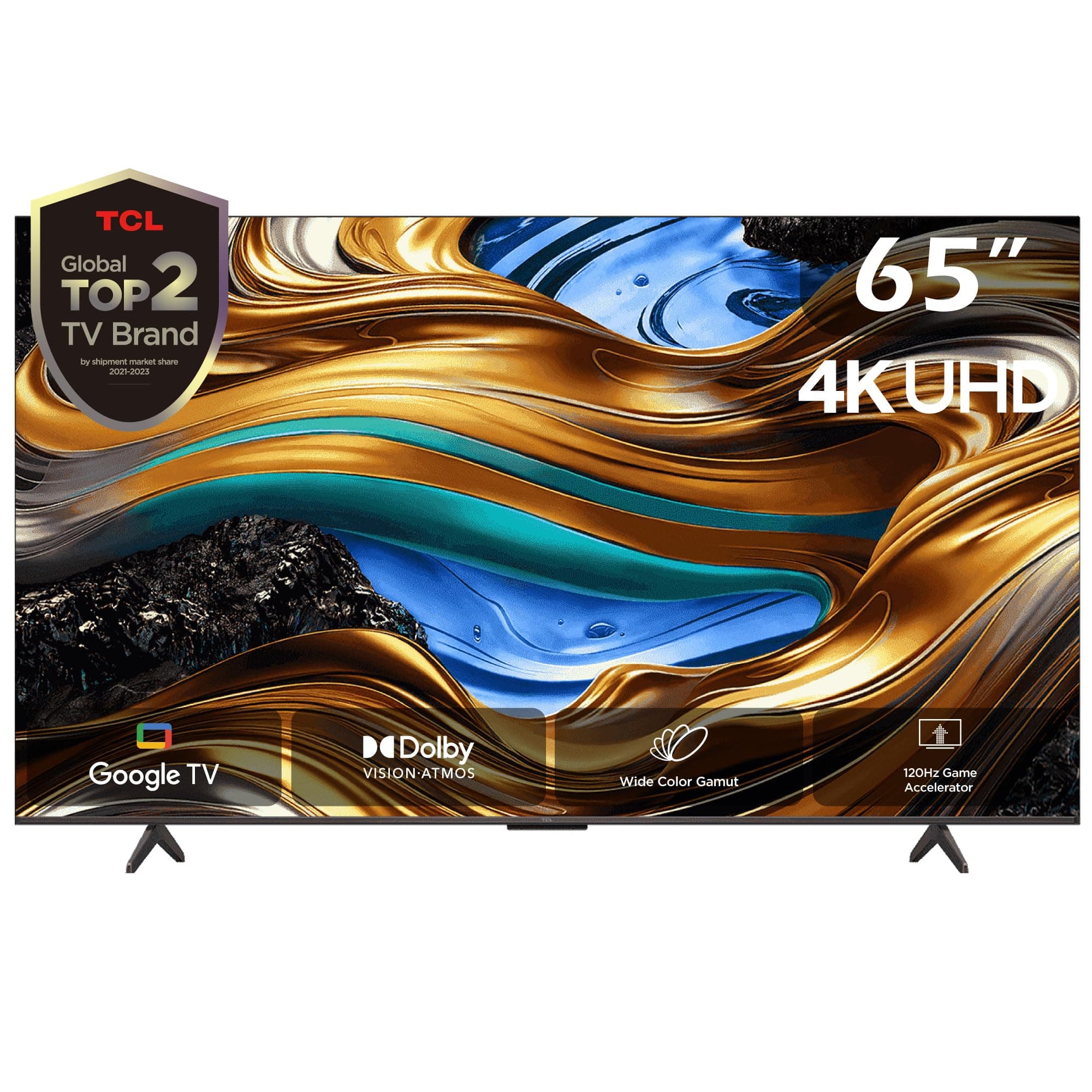 TCL Television 65 Inch Smart TV, Google TV, 4K UHD, 60Hz MEMC, 120Hz VRR, DLG 120Hz, Dolby Vision Atmos, HDR10+, DTS Virtual X, Wide Color Gamut, Slim & Unibody Brushed Titanium 65P755 (2024)