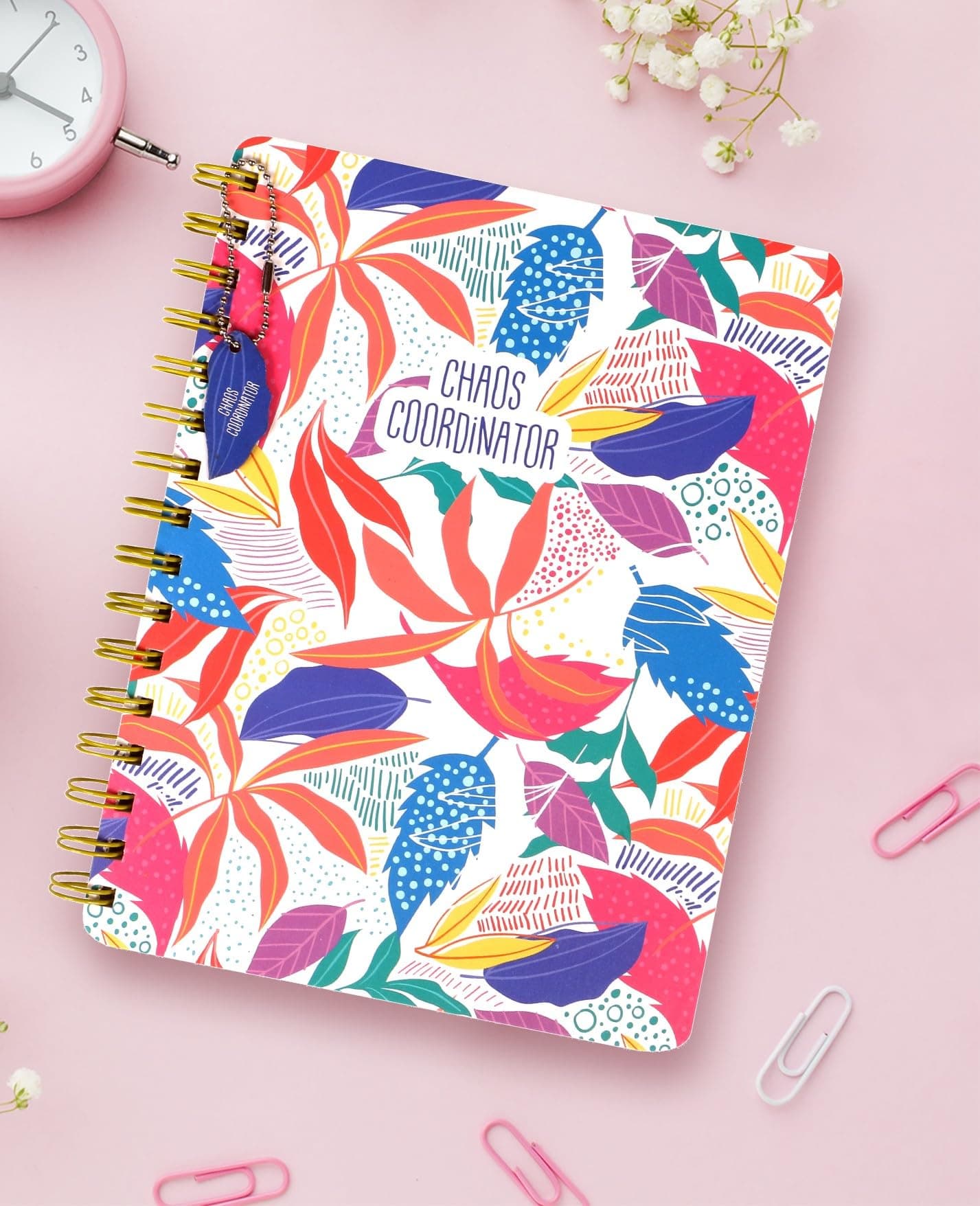 Hard Bound Spiral Notebook Diary with Bookmark Dangler and Sticker Pages I B5 I Undated I 160 Ruled Pages I 80 GSM (Chaos Coordinator)