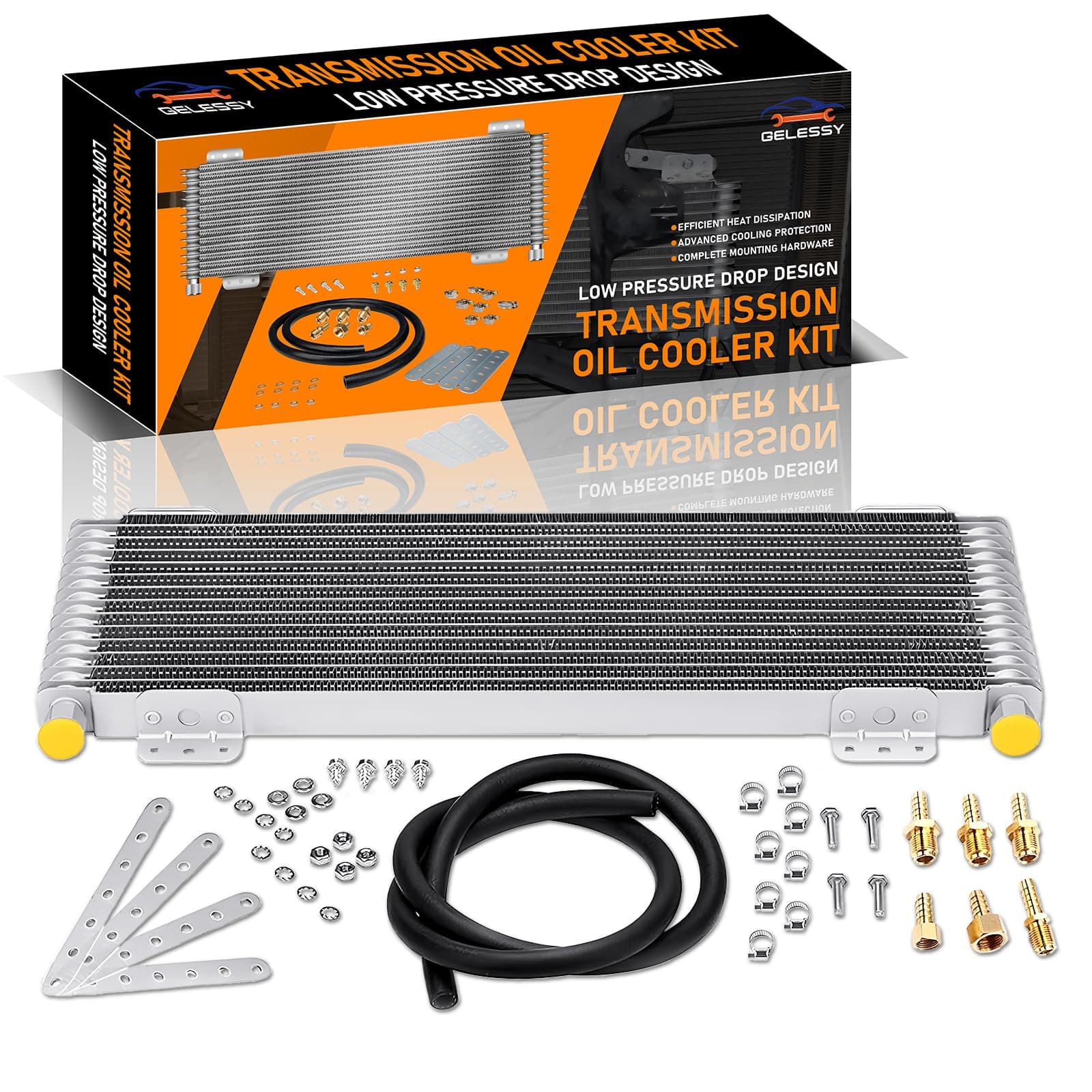 LPD47391 40k Transmission Oil Cooler Kit Compatible with Heavy Duty 40,000 GVW Max, Low Pressure Drop LPD47391 with Mounting Hardware