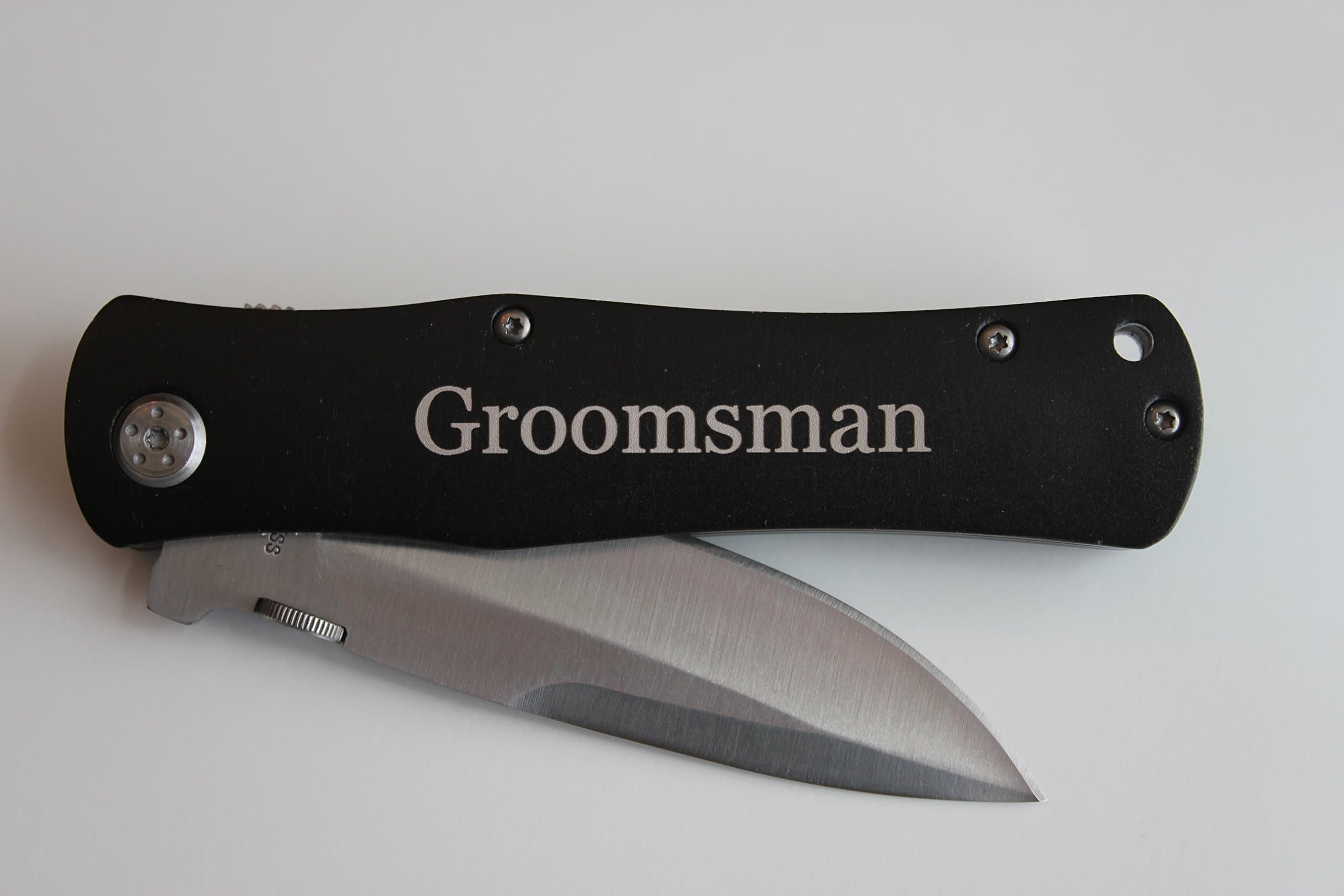 Personalized 4 1/2" Black Handle Knife