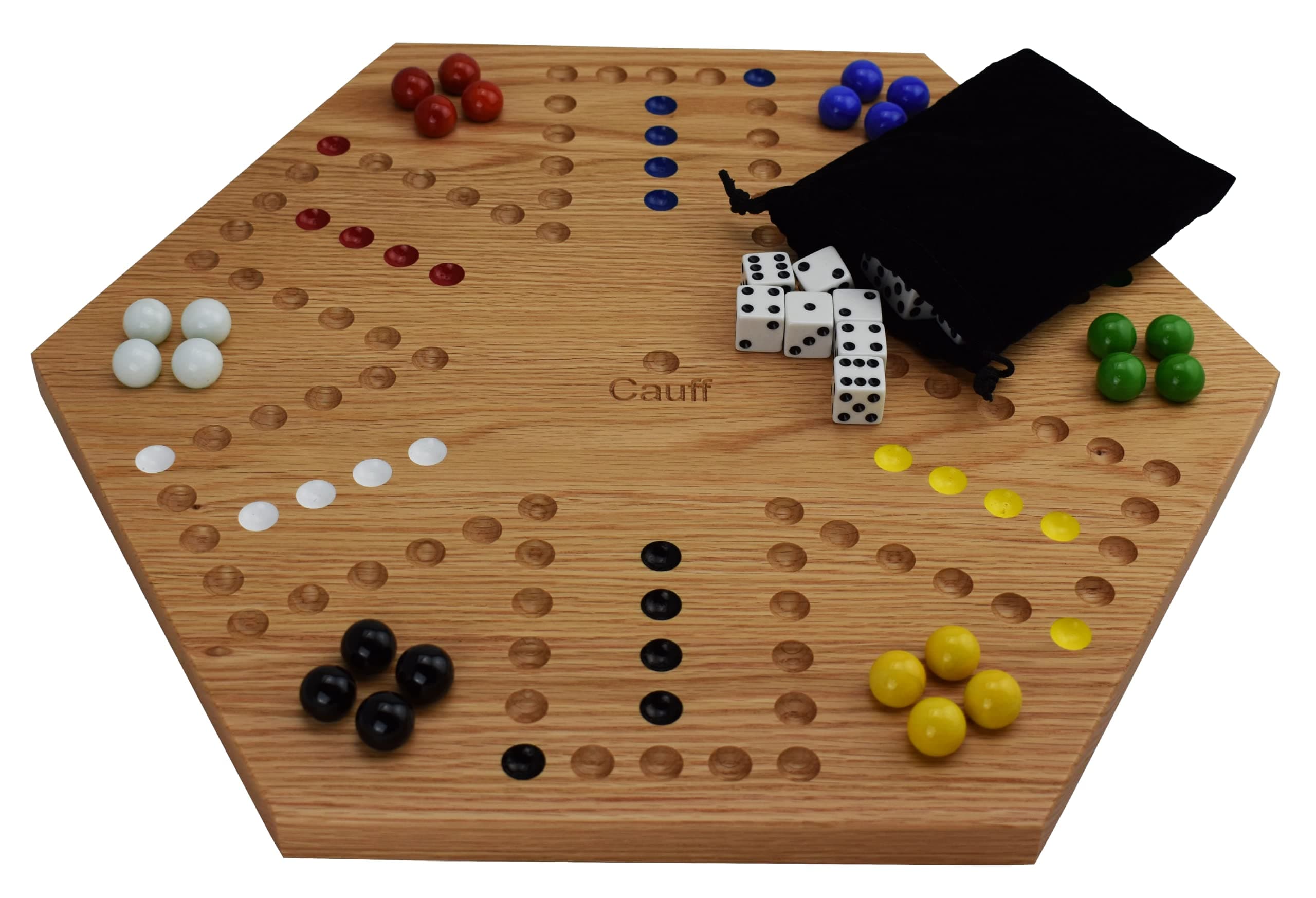 Solid Oak Double Sided Aggravation Marble Board Game, 20 inch, 6 Players, Age 3+