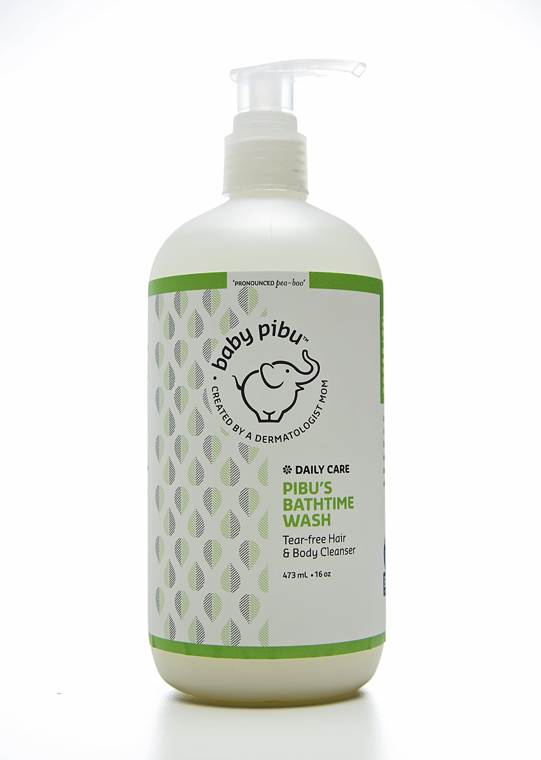 baby pibu's Bathtime Tear-free Hair & Body Wash, with Ease of Use Pump (16 oz)