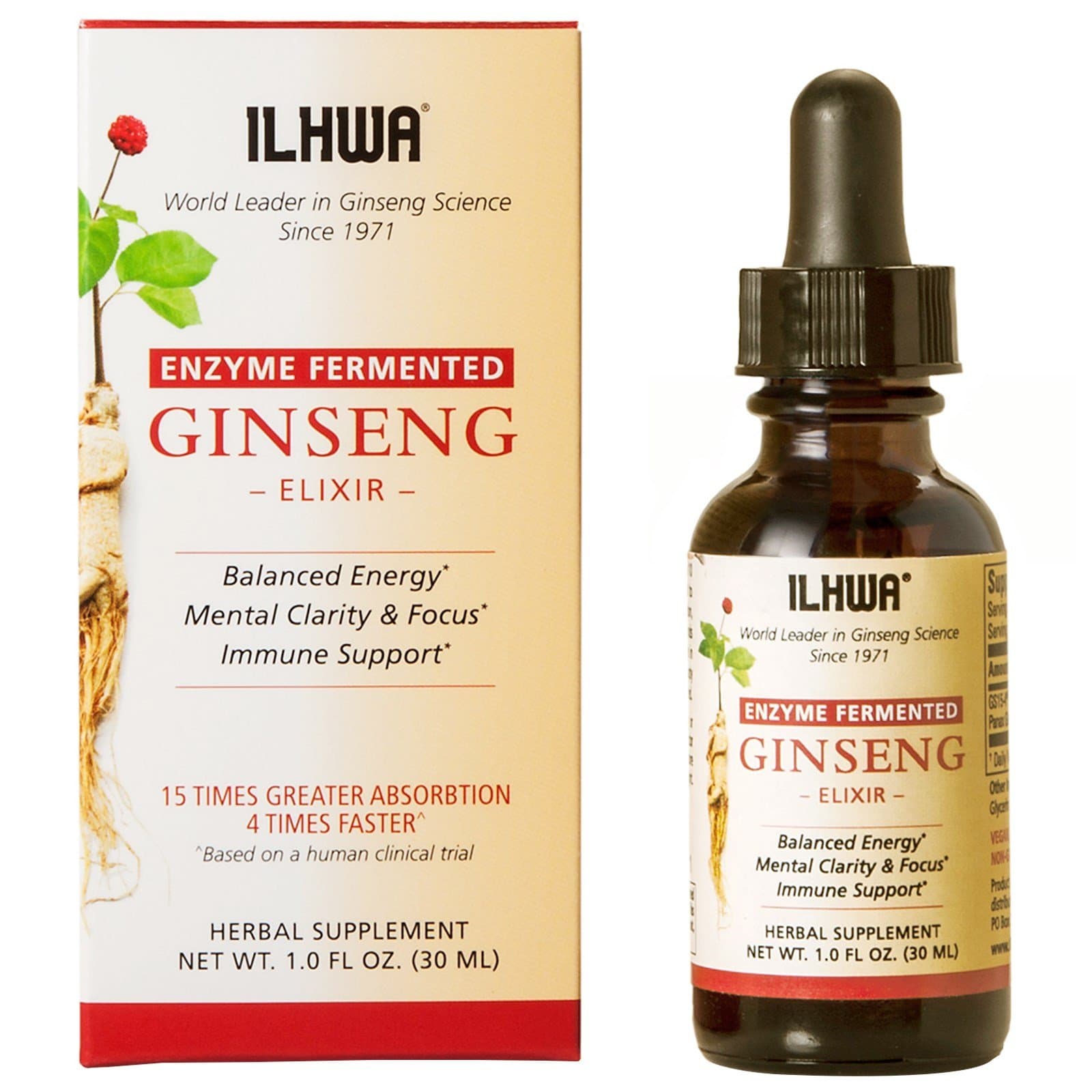 ILHWA Fermented Panax Korean Ginseng Liquid Extract - Highest Efficacy Ginseng 12% Ginsenoside 2-3 time More Ginsenosides Than Red Panax Ginseng - 2 Pack 1 Ounce 30 Milliliter 60 Servings