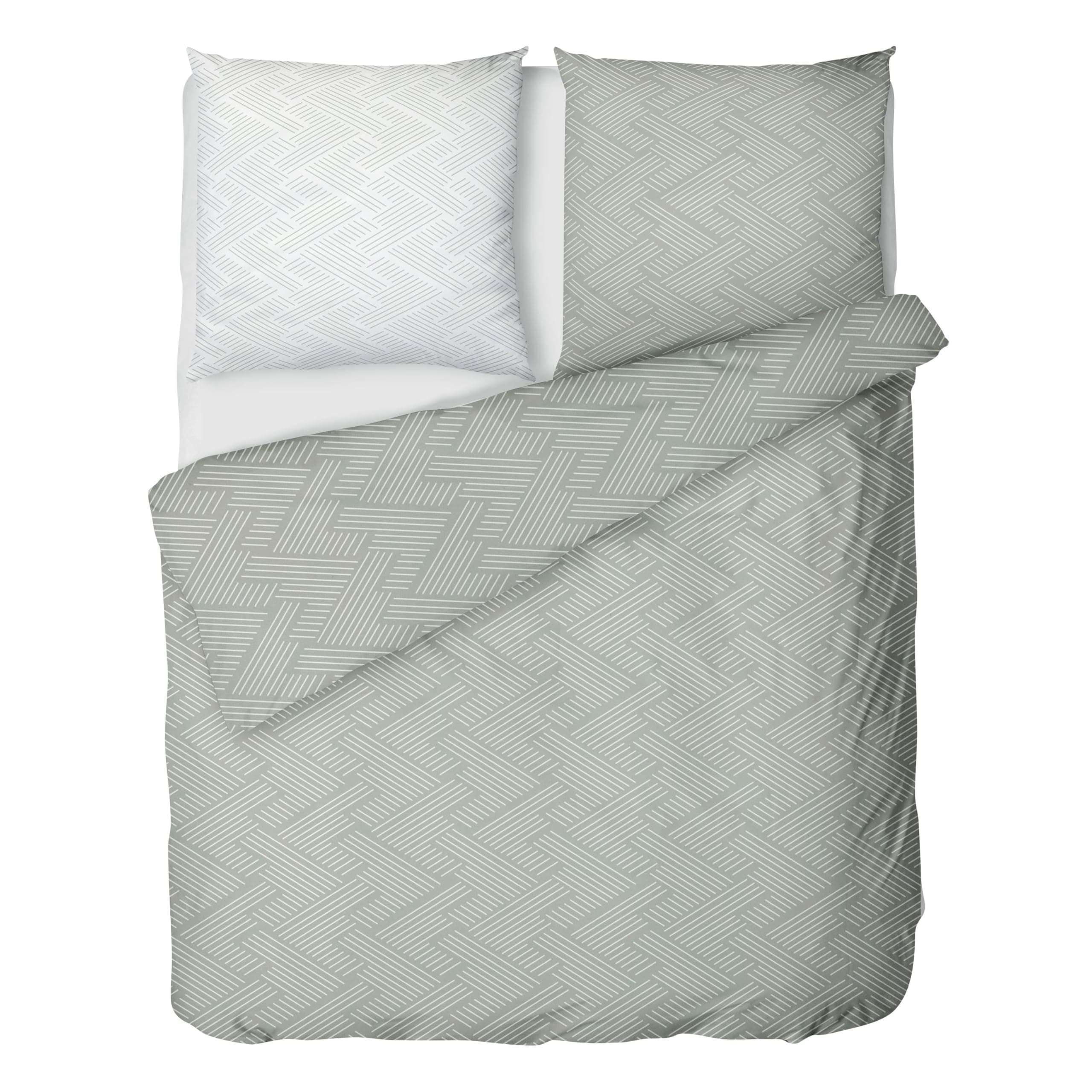 LINKHOFF Bed Linen 135 x 200 cm Flannelette Bed Linen Pastel Green/White - Sage