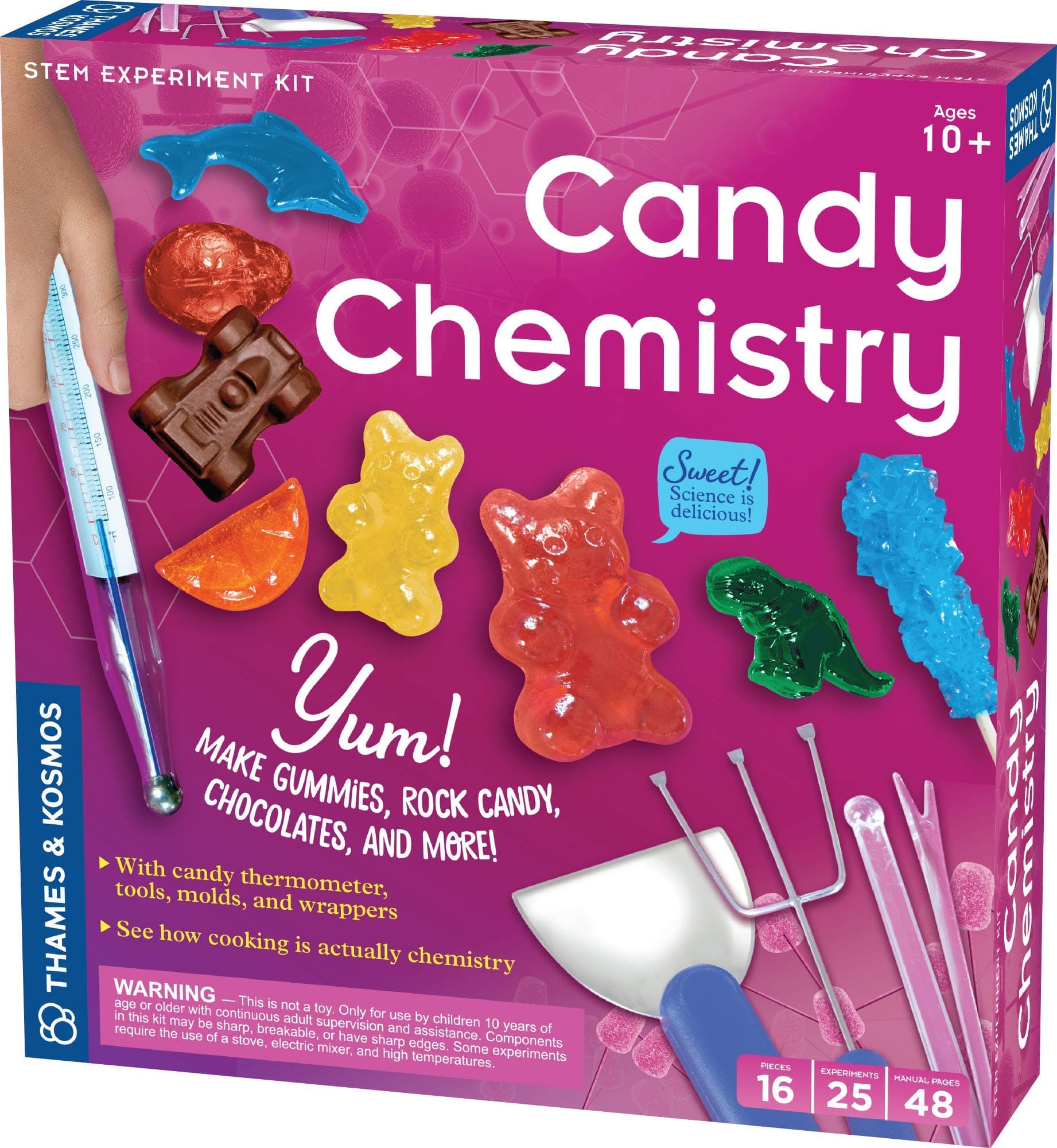 Candy Chemistry | Science Kit | Rock Candy, Chocolates, Gummy Bears, Wintergreen Candies | 48 Page Full-Color Manual | Ages 10+ | Learn Chemistry, Have Fun | Cooking Science
