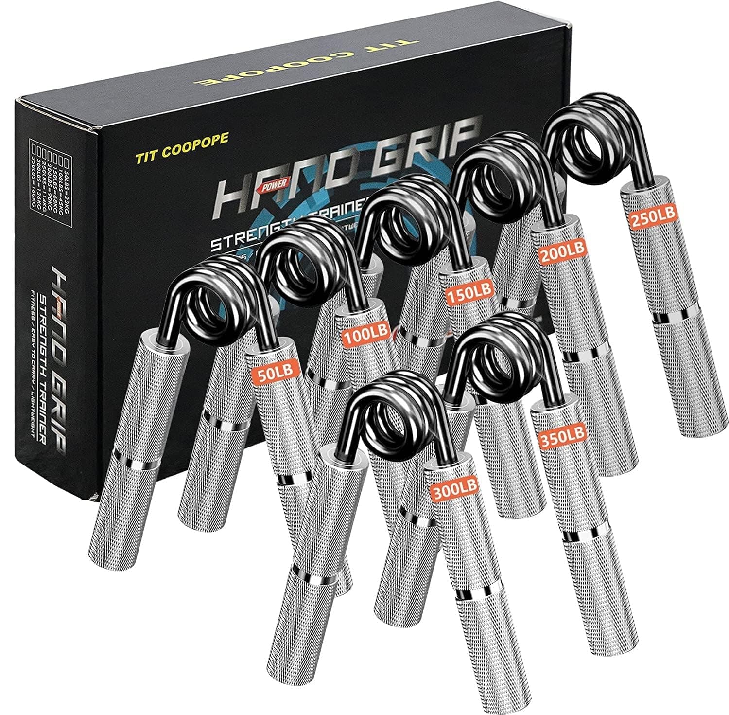 Hand Grip Exerciser Strengthener,Resistance Levels 50-450Lbs,Grip Strength Trainer,Non-Slip Gripper,Heavy Duty Grip Enhancer