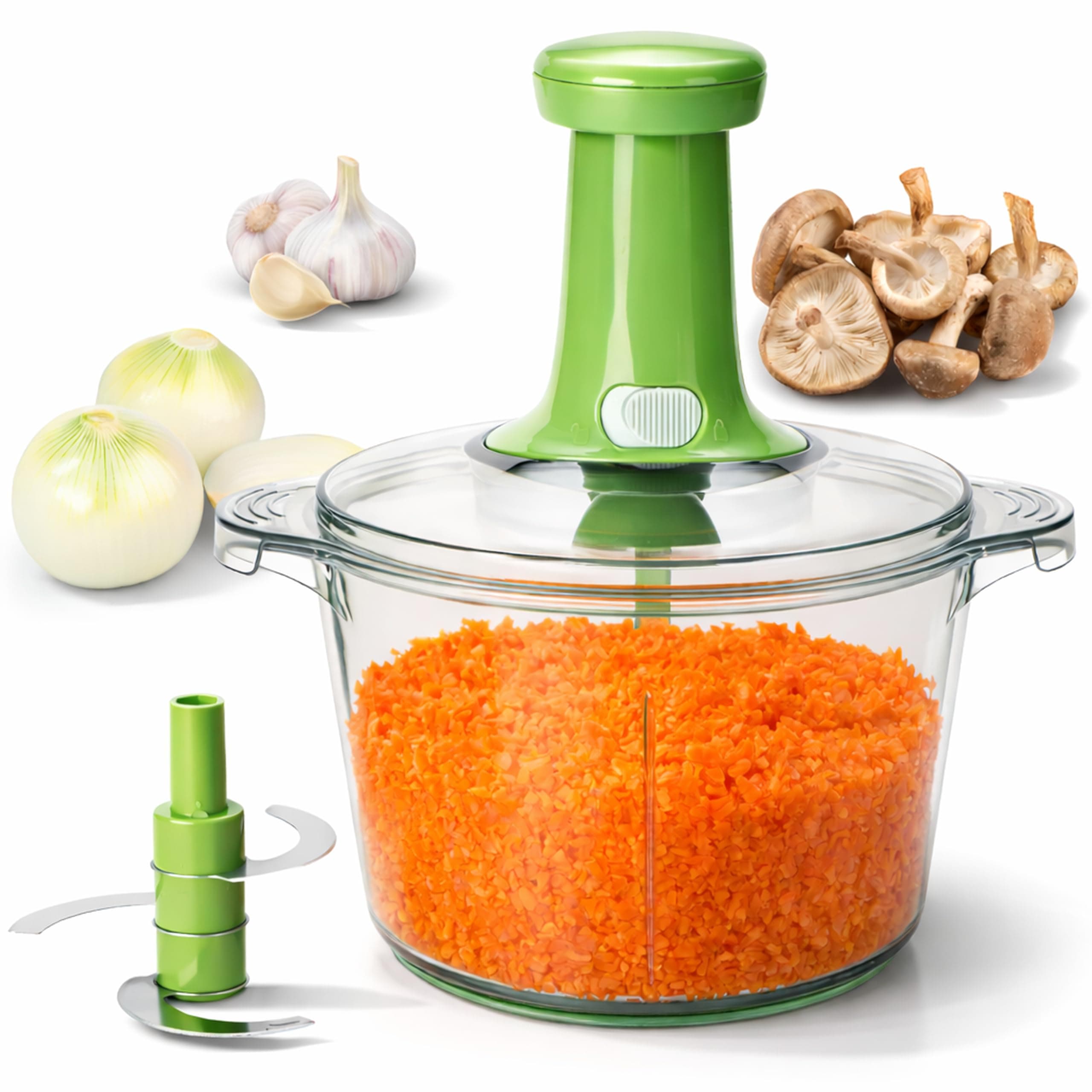 Express Manual Food Chopper: Large 8.5-Cup, Hand Chopper Vegetable Cutter to Chop Veggies, Fruits, Herbs, Garlic Onion Chopper for Salsa, Salad, Pesto, Guacamole, Coleslaw, Indian Cooking