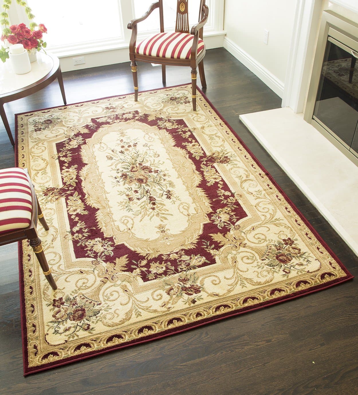 Rugs America Sorrento 5x7 Area Rug, 5-Feet 3-Inch by 7-Feet 10-Inch, Aubusson Red