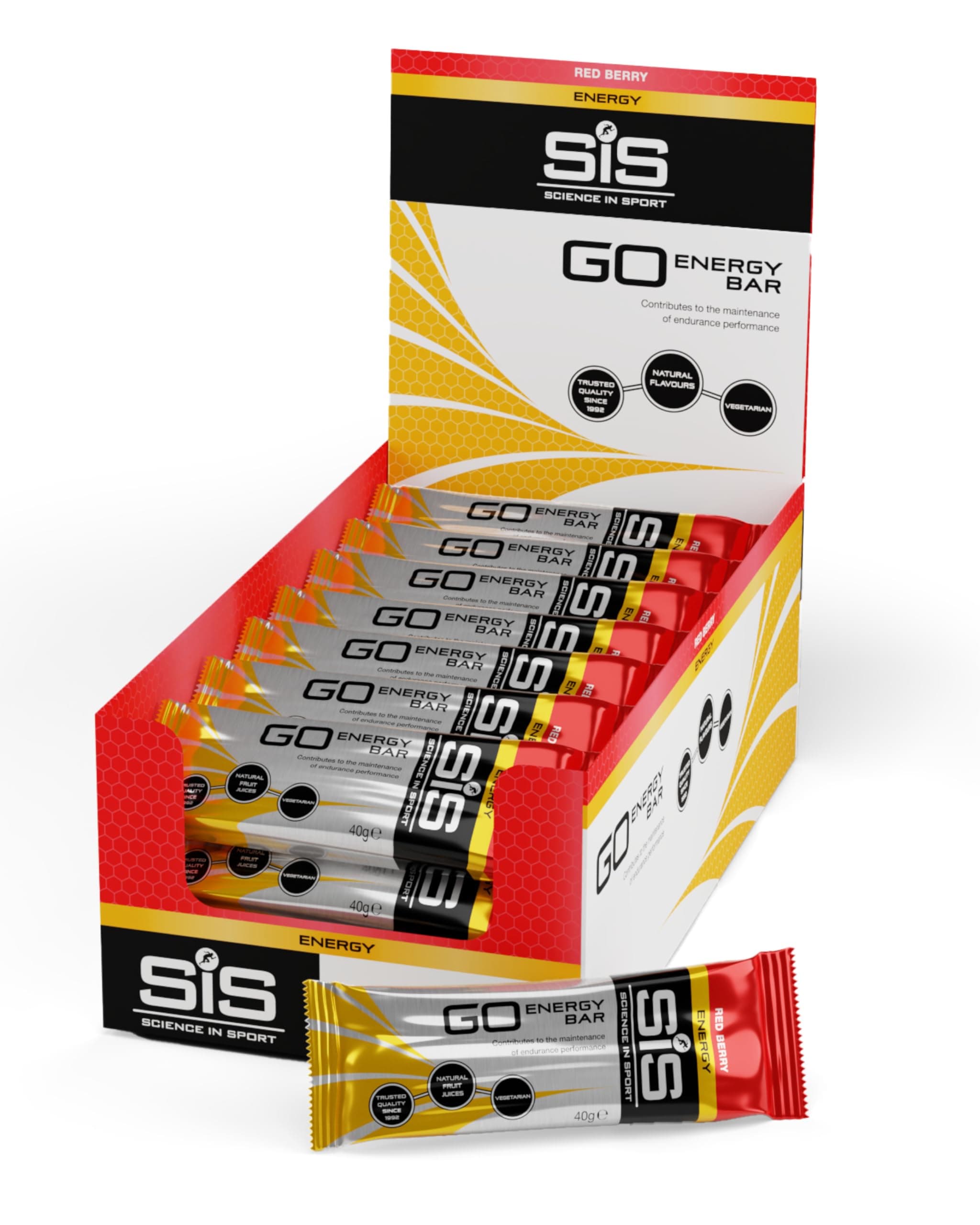 SIS Go Energy Bar, High Carb, Fruit Infused Energy Bar, Red Berry Flavour (30 Packs)