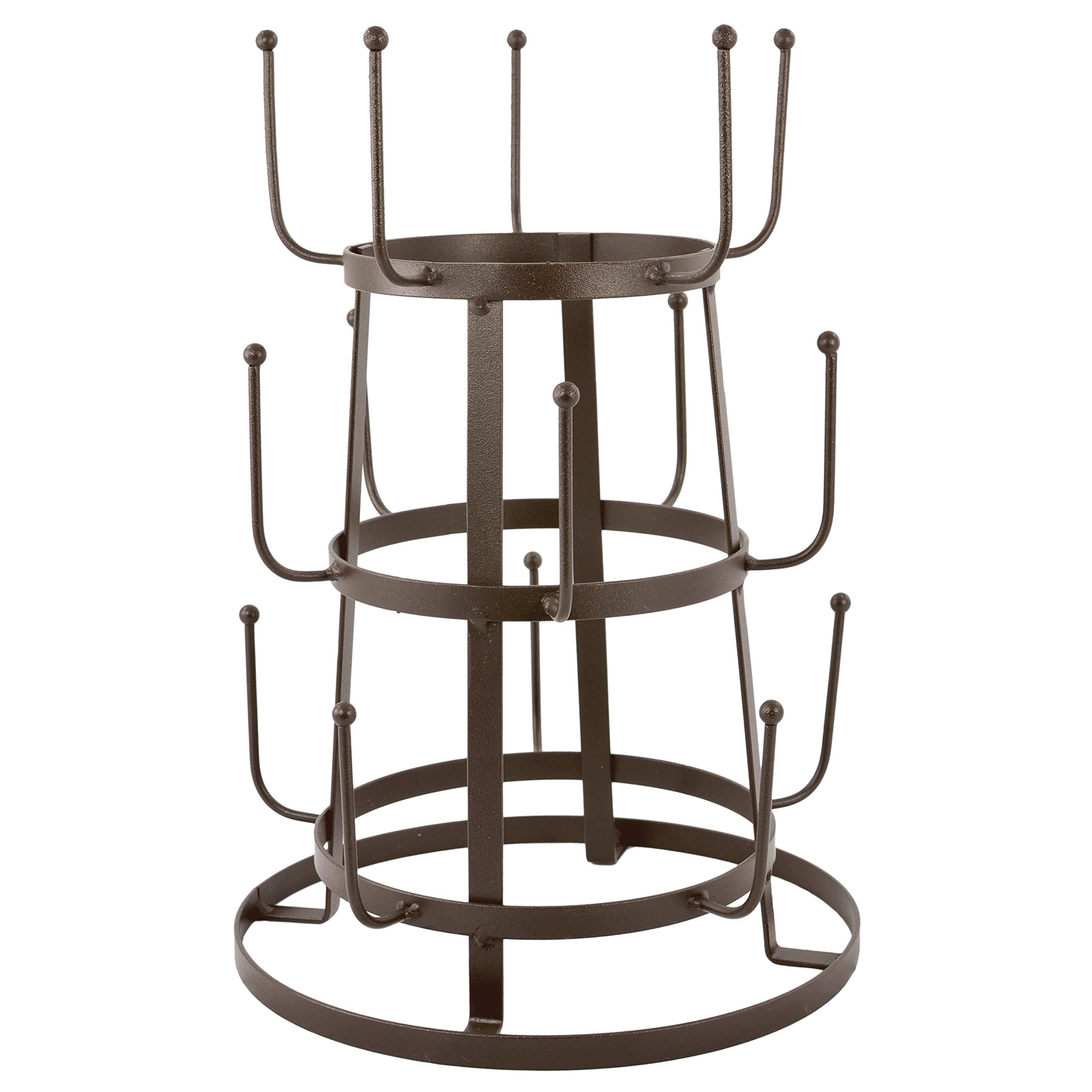 MyGift Vintage Rustic Brown Iron Mug / Cup / Glass Bottle Organizer Tree Drying Rack Stand
