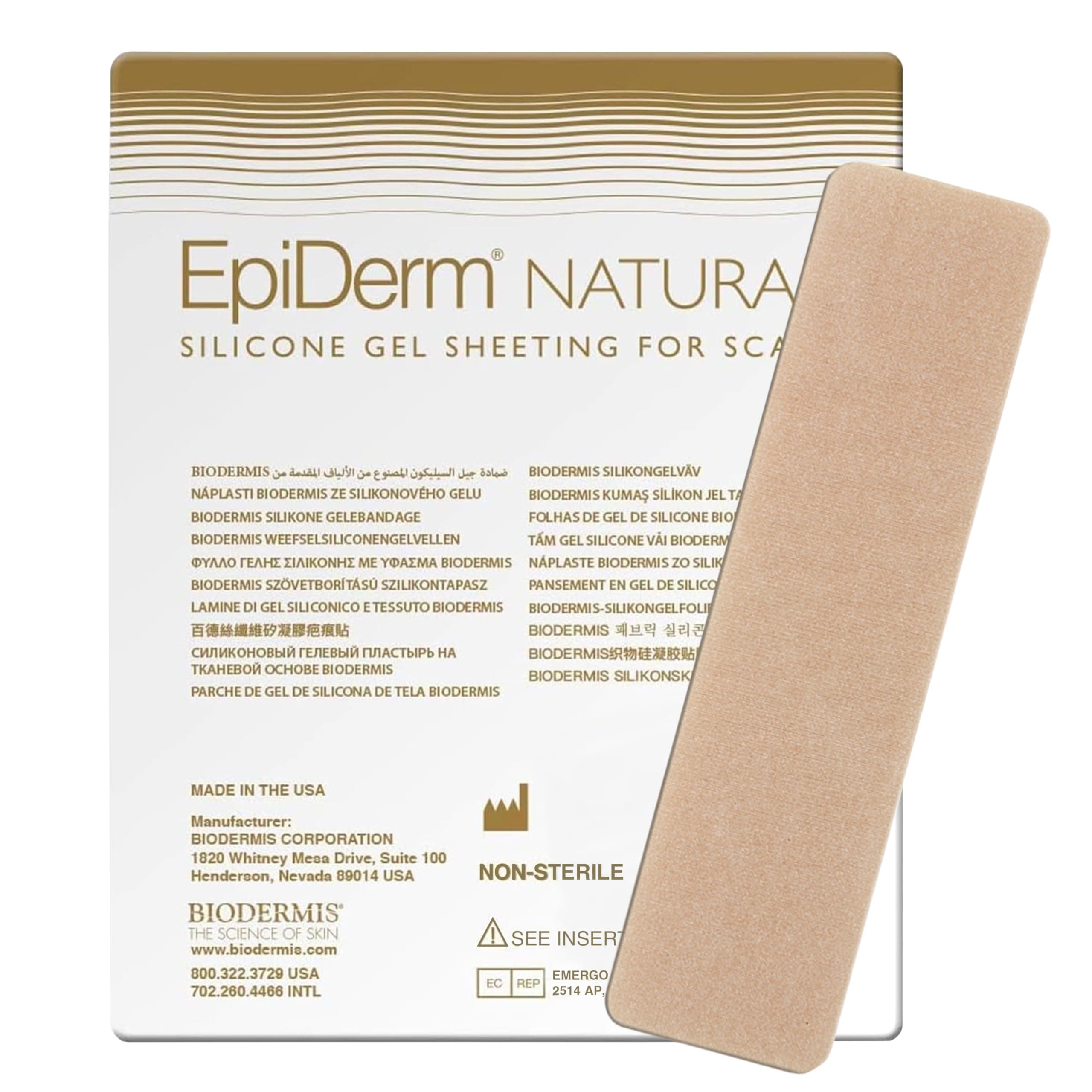 Epiderm Silicone Gel Scar Sheets - Premium-Grade Silicone Scar Sheets for Optimal Scar Care - Versatile, Flexible & Reusable - Ideal for C-Section, Tummy Tuck & Hysterectomy Scars - 1.4x6 in, Natural