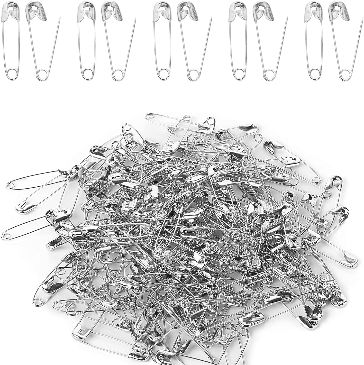 Safety Pins, Pack of 100 28 mm Safety Pins, Safety Pins for Crafts, Sewing, Clothing, Art, Silver