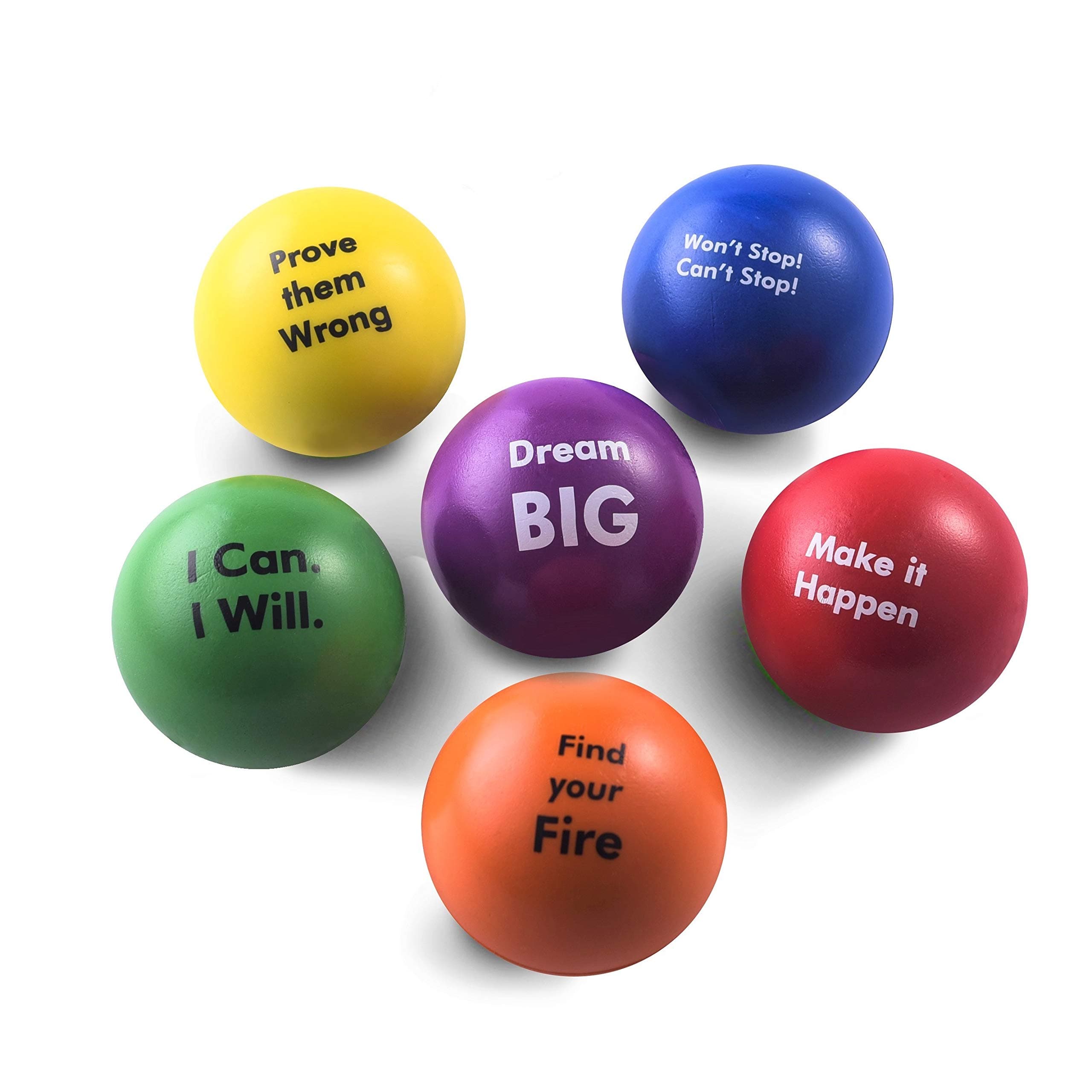 Pure Origins | Motivational Stress Balls | Hand Exercise|Gift 6-Pack |Fidget Accessory for Stress Relief, Special Needs, Concentration, Anxiety, Motivation, ADHD, Autism and Team Building (Spirit)