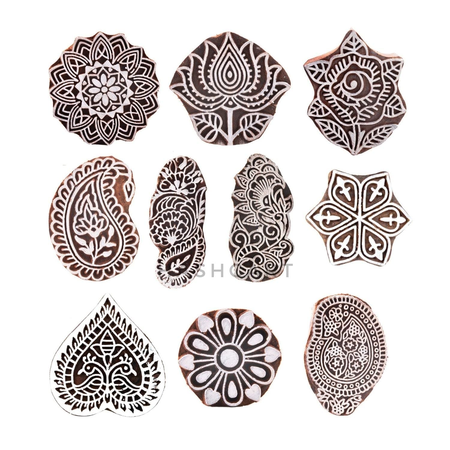 Hashcart Hand-Carved Wooden Baren/Motif Printing Block For Artistic Design On Saree Border/Painting