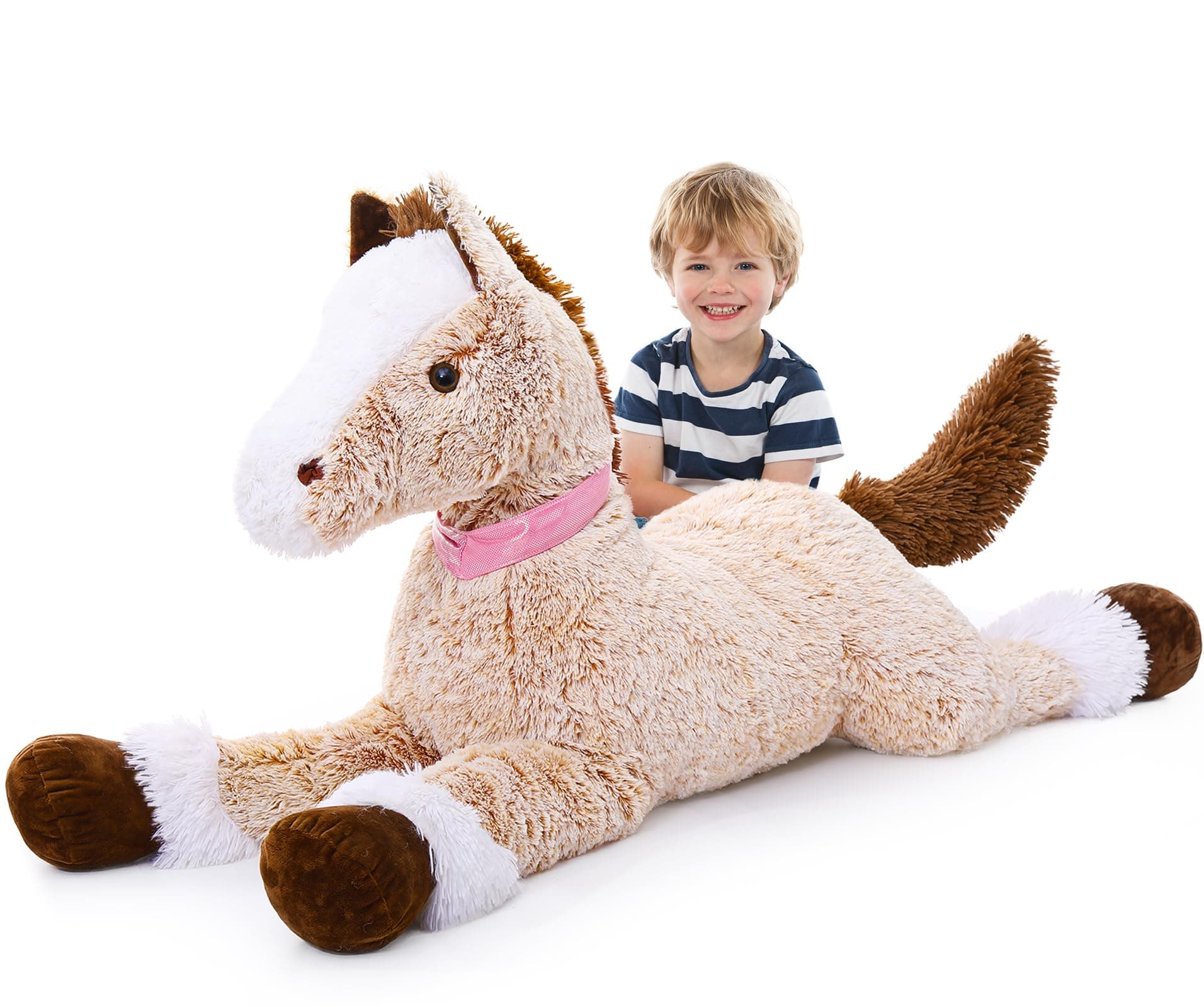 MaoGoLan Large Horse Stuffed Animal for Boy, Big Horse Plush Toy for Girl, Ridable Stuffy Pony for Kid, Stuffed Pony Plush Pillow for Baby Shower, Birthday Gifts or Party Favor, 47 inches, Brown