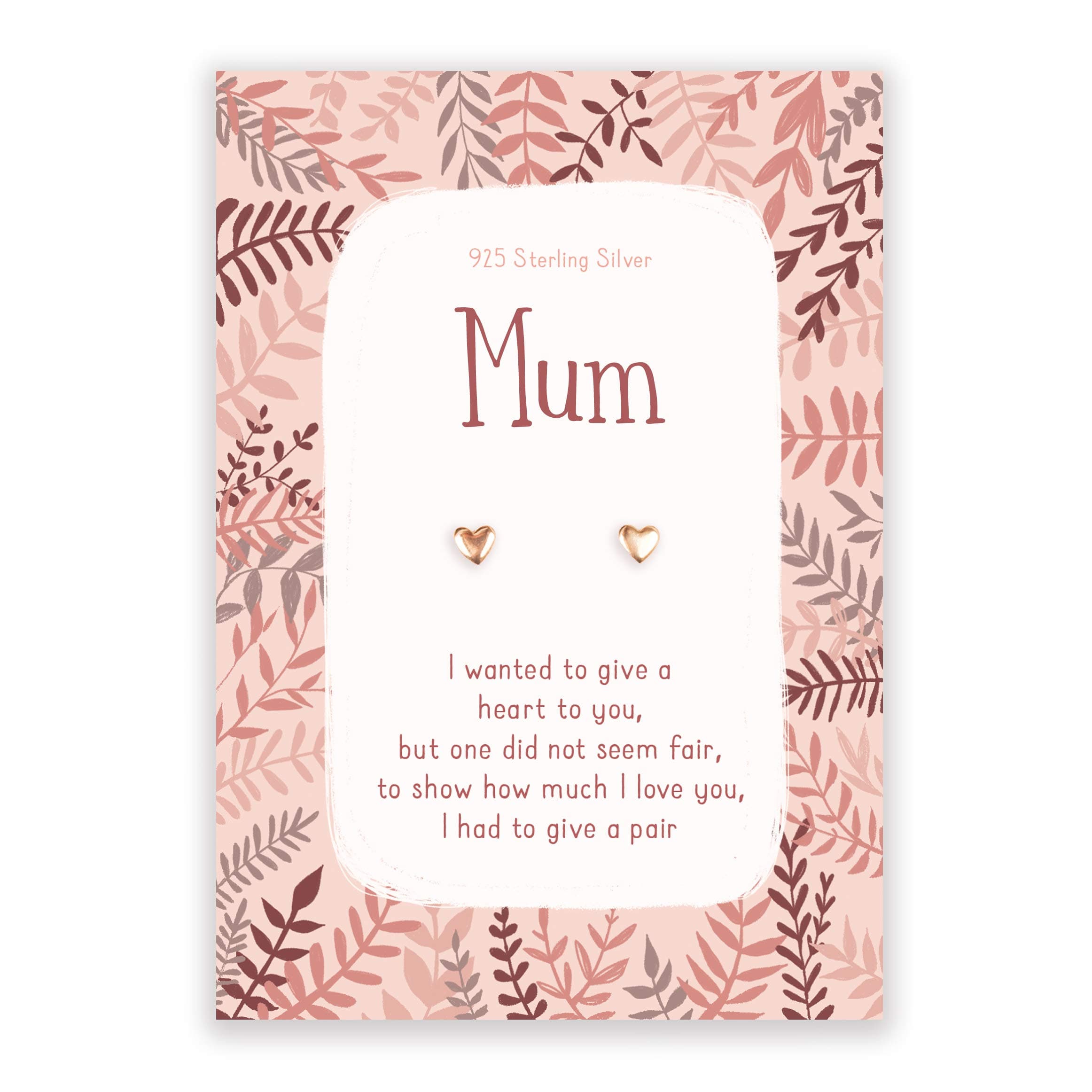 Rose gold heart stud earrings for Mum | gift for mothers day birthday or christmas from son or daughter | presents for her women | best Mother Mam Mummy