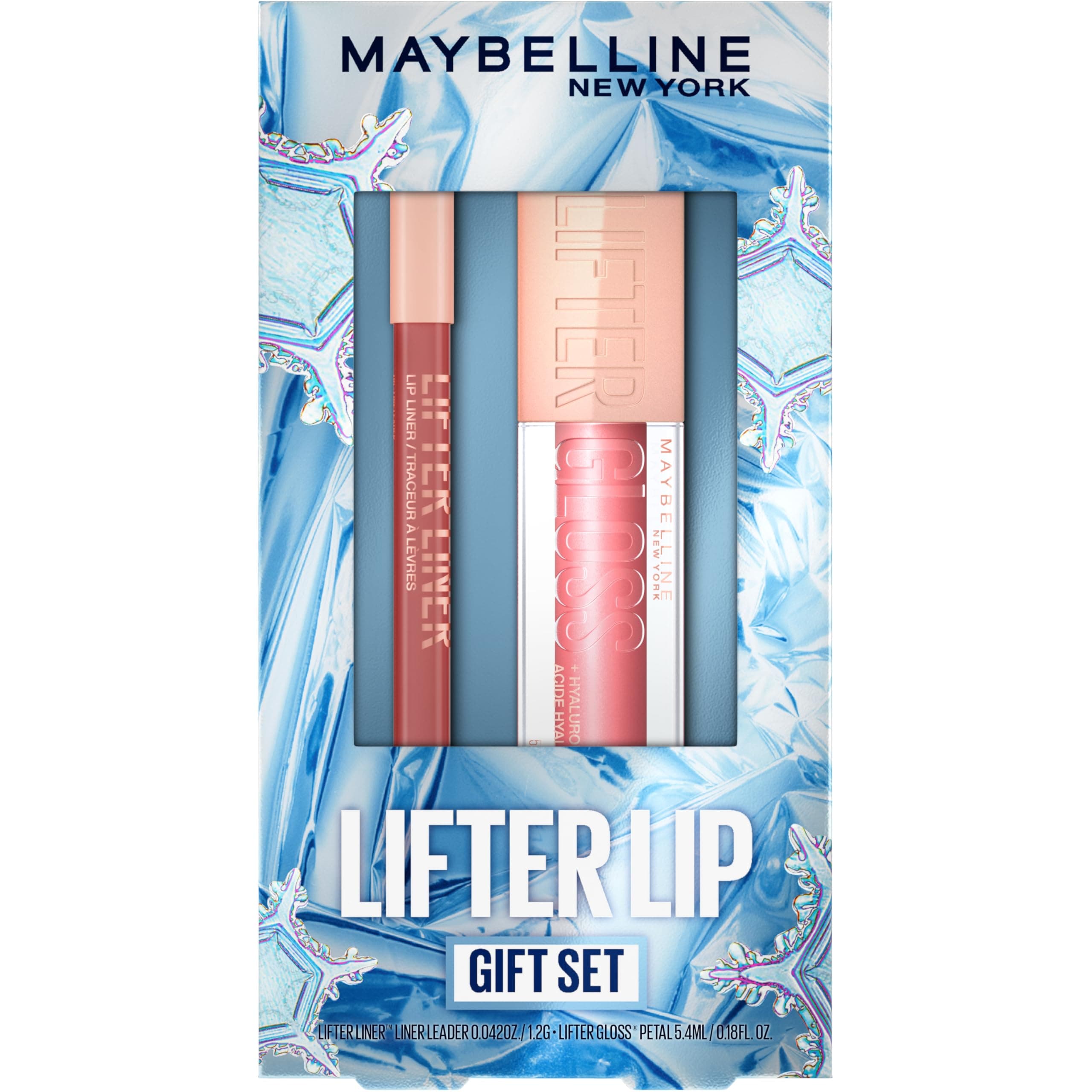 MAYBELLINE Lifter Gloss and Lifter Liner Makeup Gift Set, Lip Gloss and Lip Liner in Shades Petal and Line Leader