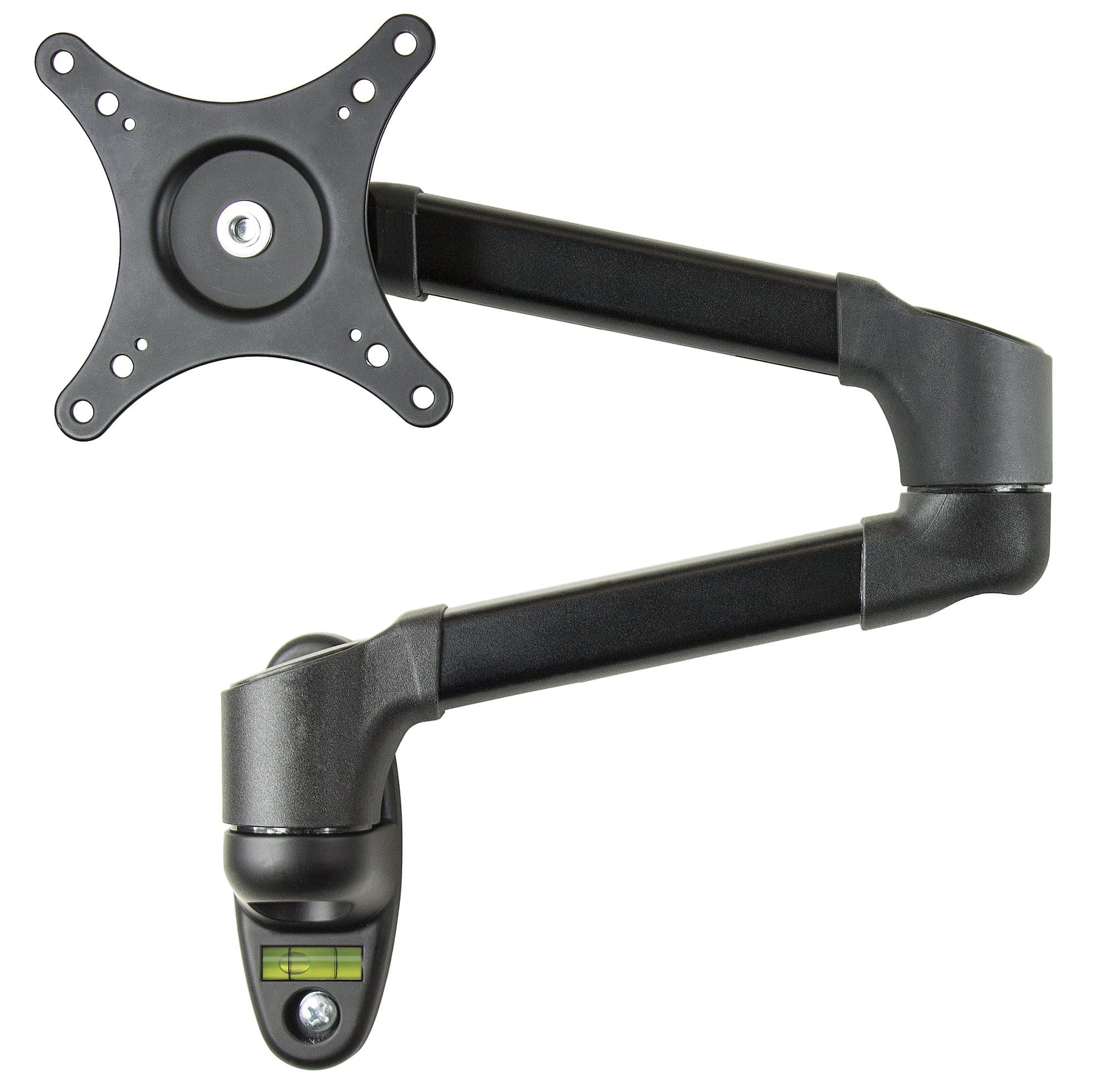DoubleSight Single Monitor Full Motion Wall Mount Arm, for Monitors up to 27", Adjustable Height, Tilt, Pivot & Swivel, Easy Installation 75mm & 100mm VESA bracket, (Model: DS-27WM)