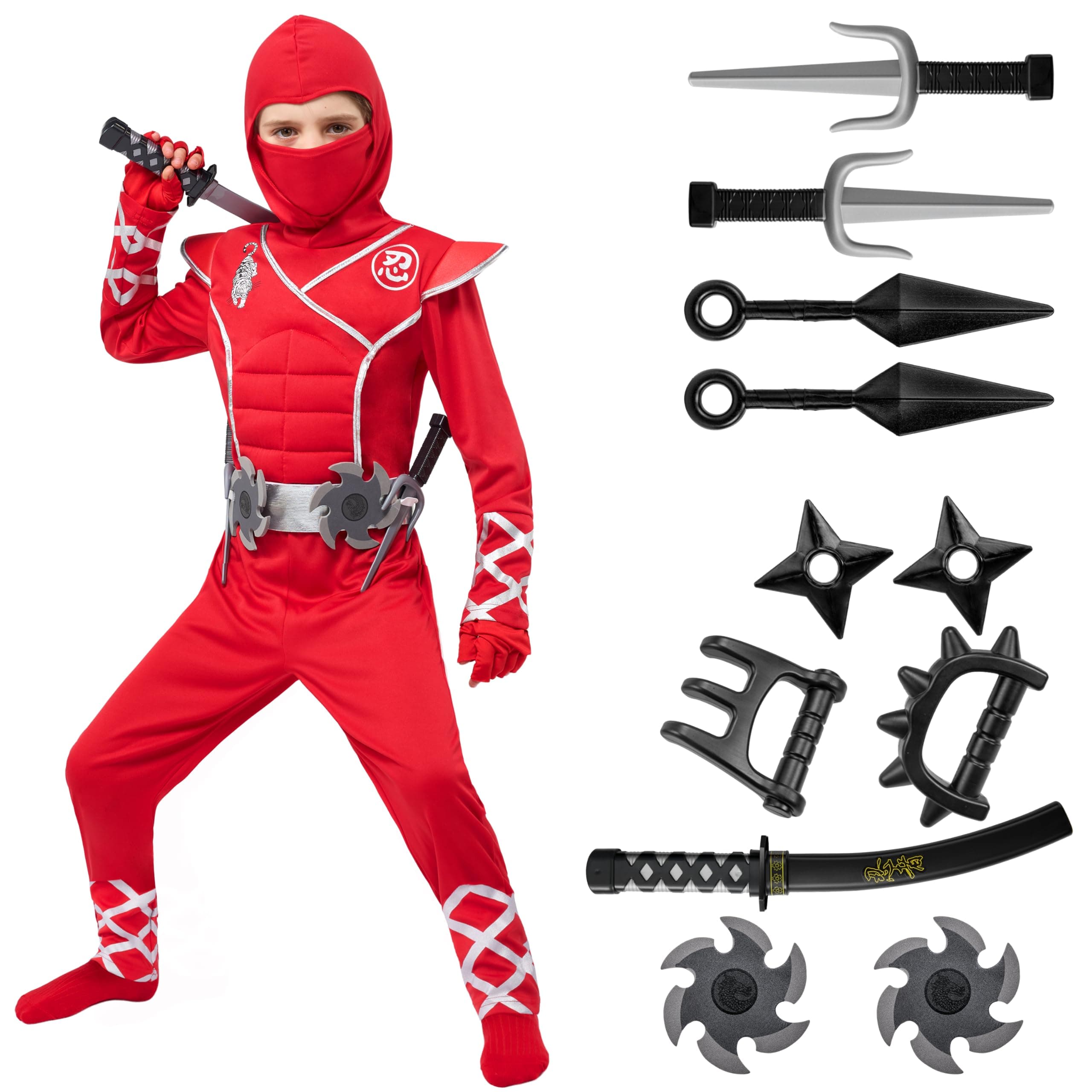 Spooktacular Creations Halloween Ninja Costume, Ninja Outfit Set for Kids, Halloween Costumes for Boys Dress Up Party