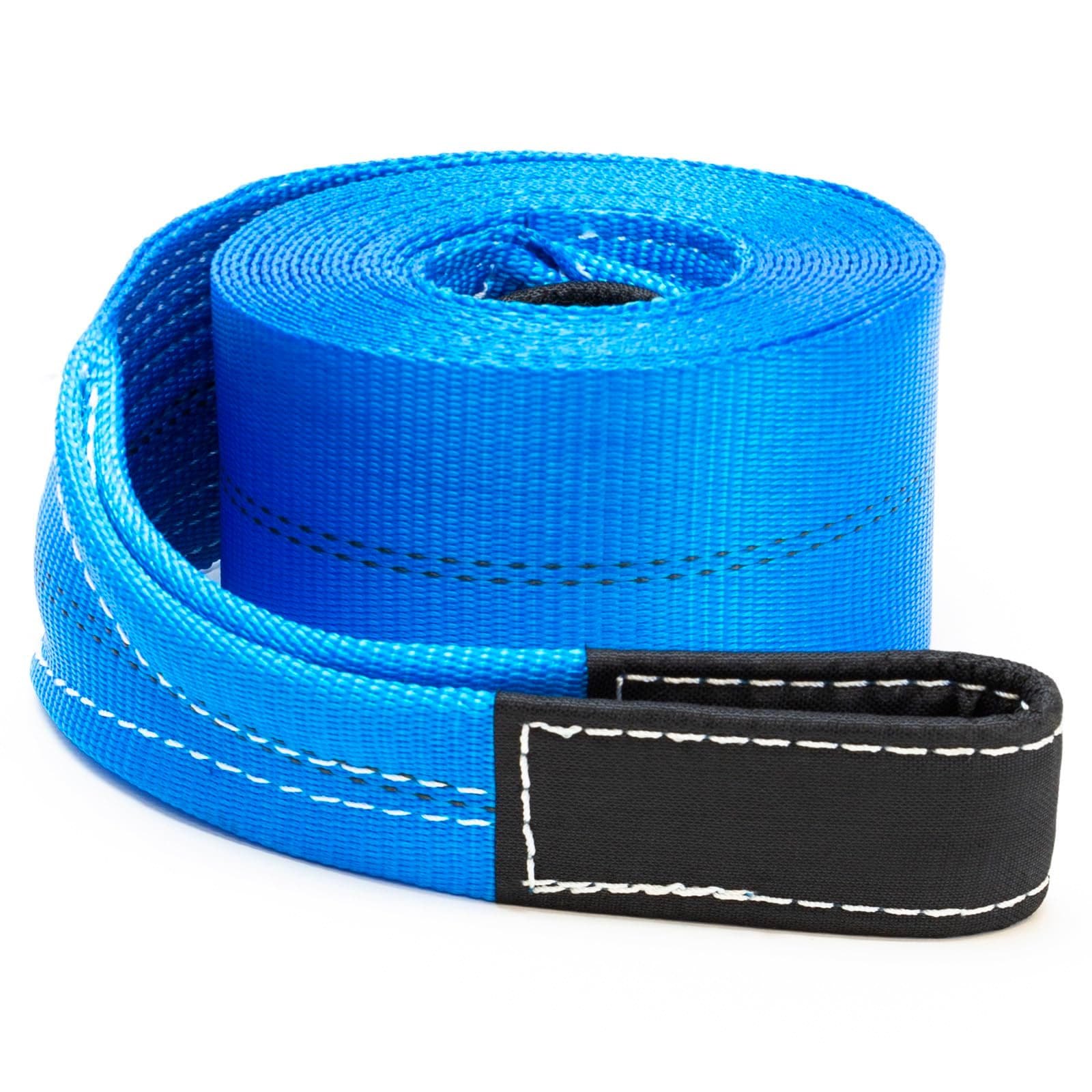 4" x 30' Tow Strap - Recovery Winch Tree Saver - Extreme Heavy Duty Nylon 20,000 Pound (10-Ton) Pulling Capacity - Blue