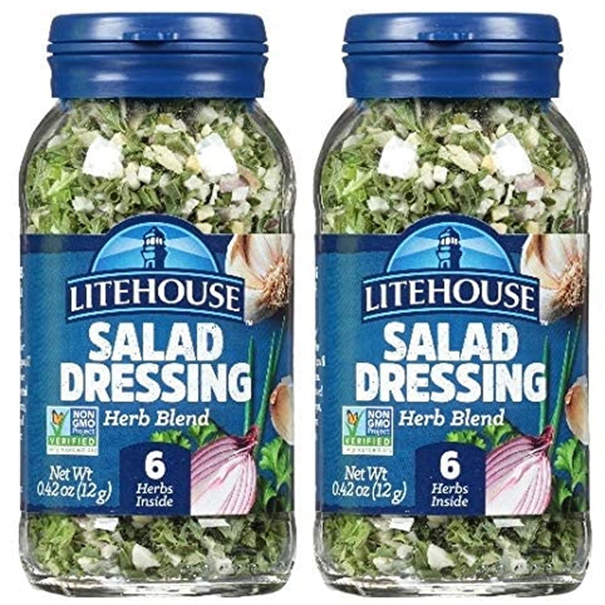 LITEHOUSE Freeze Dried Salad Dressing Herb Blend - Substitute For Fresh Salad Dressing, Fresh Herb Blend, Jar Equal To Blend Of 6 Herbs, Organic, Salad Seasoning, Non-Gmo, Gluten-Free - 0.42 Ounce, 2-Pack