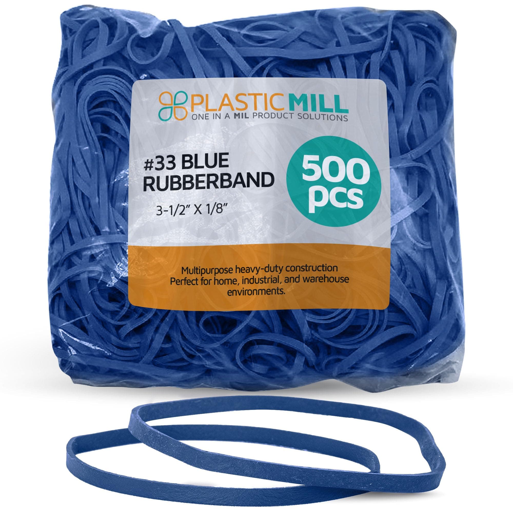 – PlasticMill Rubber Bands - #33 Size - Rubberbands - 1Lb/500 Count 1 Pound / 500 Count Blue