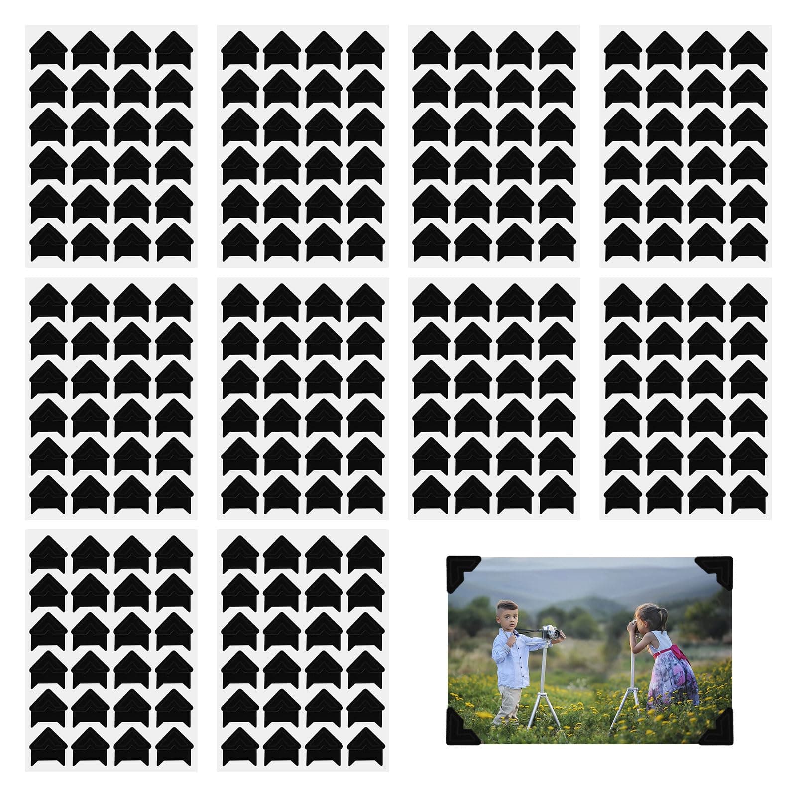 Photo Corners for Scrap Book 240 Pcs Photo Stickers for Albums Photo Corners Self Adhesive for DIY Sticker Album Scrap Book Photo Walls Scrapbooks Journals Photo Frames (Black)