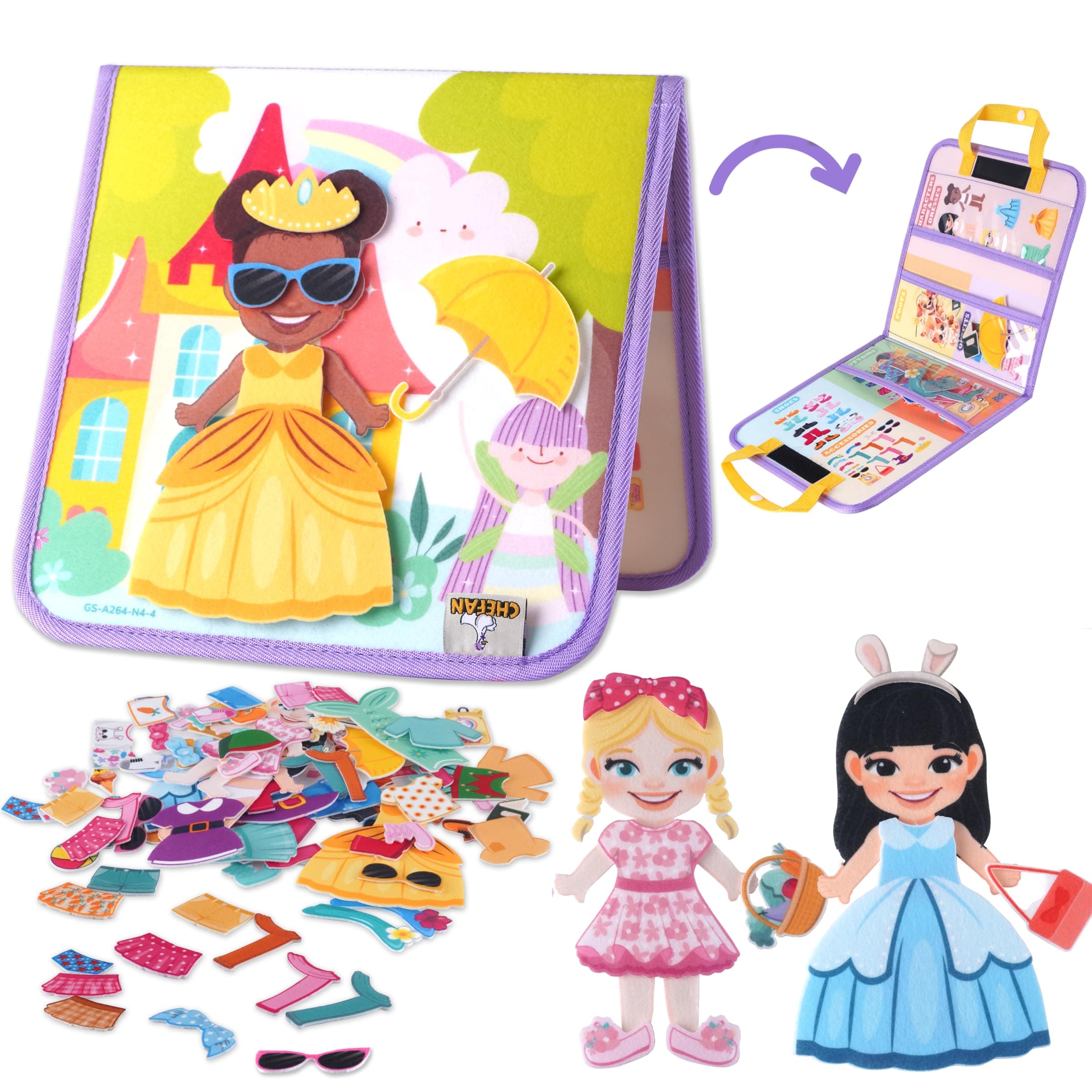 Felt Dress-Up Dolls Set,Pretend Play Dress Up Game with Felt Board, Outfit and Accessory Pieces,Perfect for Little Girls 3+