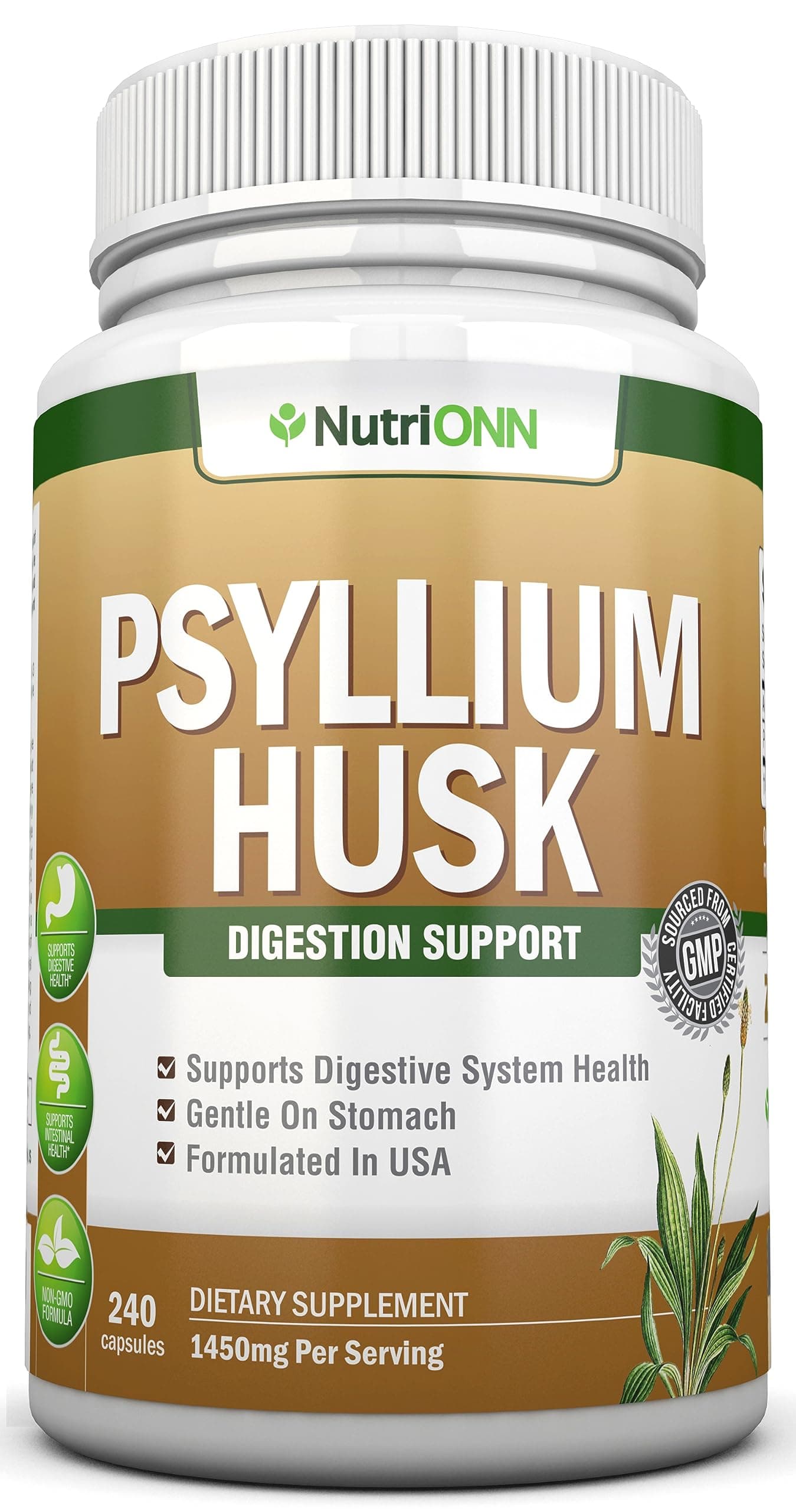 PSYLLIUM Husk Capsules - 1450mg Per Serving - 240 Capsules - Premium Psyllium Fiber Supplement - Great for Digestion and Regularity - 100% Natural Soluble Fiber