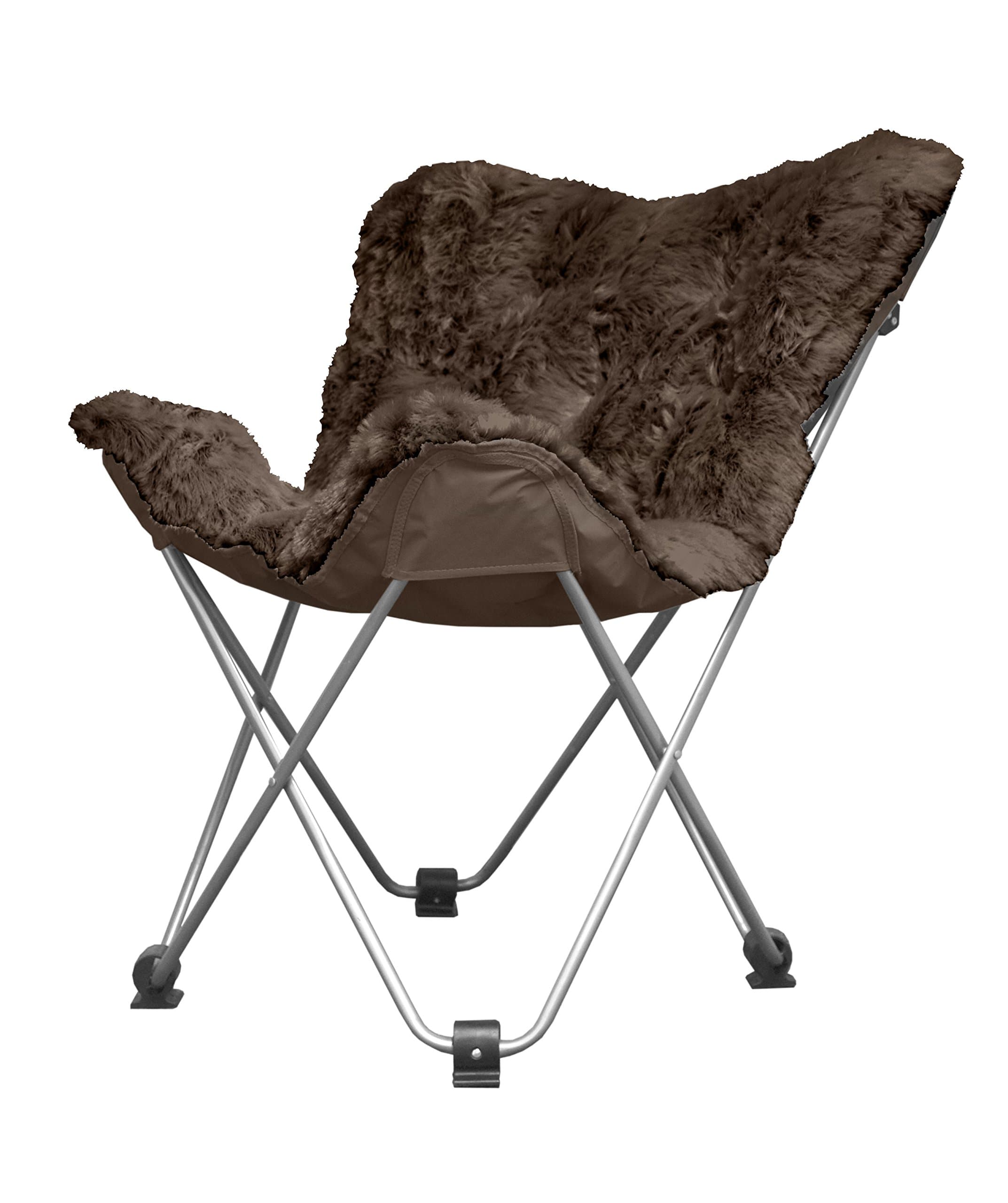 Urban Lifestyle Mongolian Faux Fur Butterfly Chair, Brown
