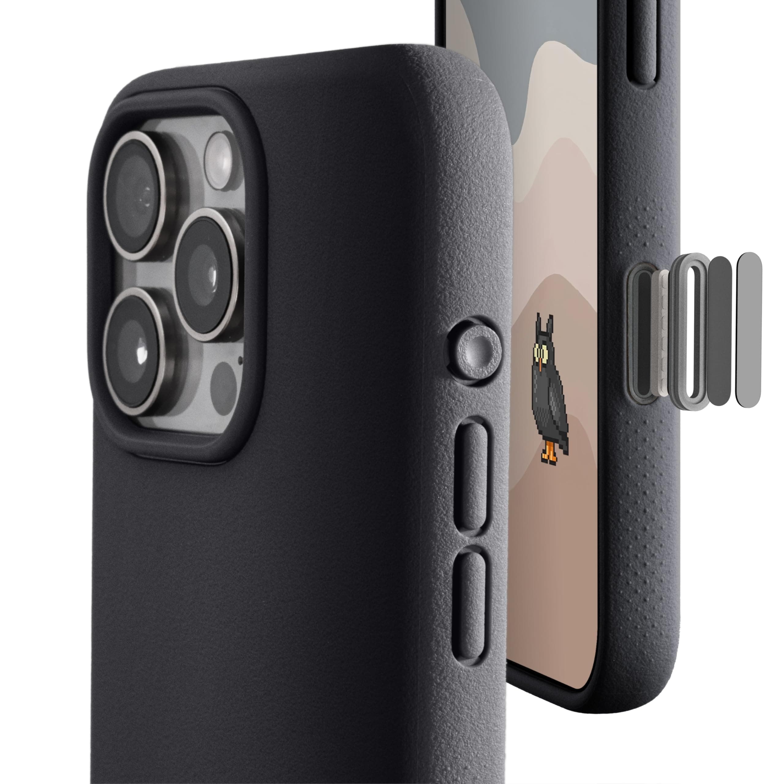 iPhone 16 Pro Case, TineeOwl Magnetic Case TPU Camera Protection Control Button Compatible with MagSafe Minimalist Slim Grip Almost Black Design