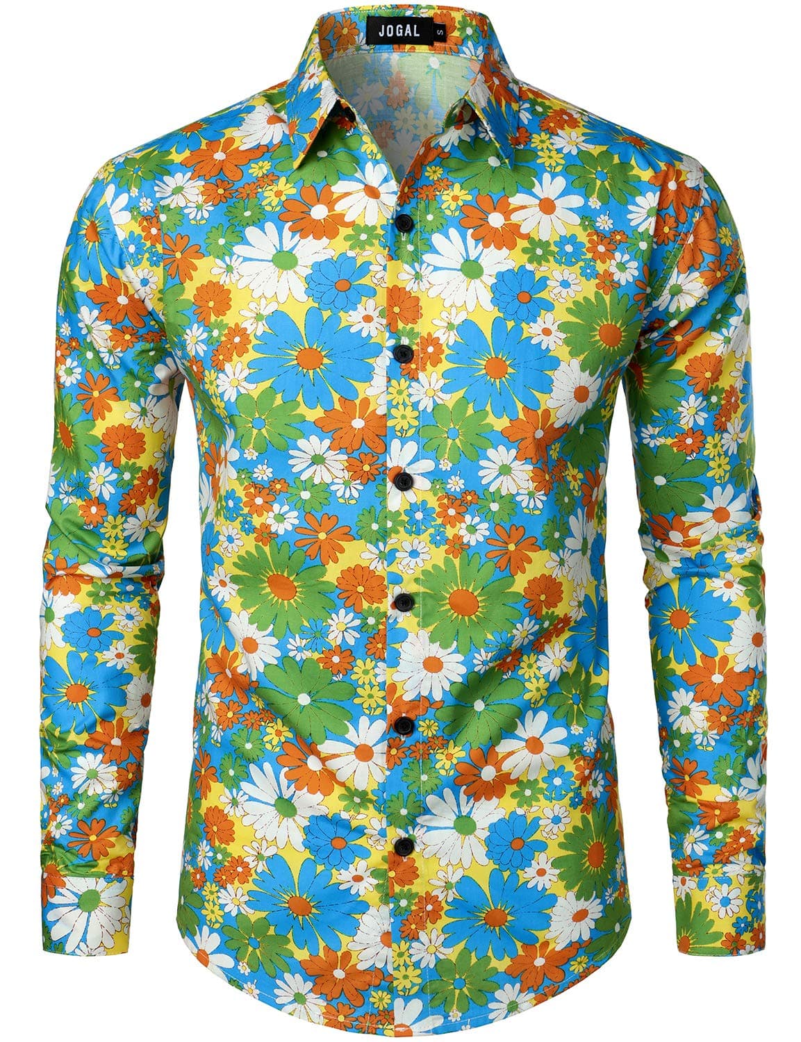 – Mens Regular fit Floral Dress Shirt Long Sleeve Printed Casual Button Down Shirts