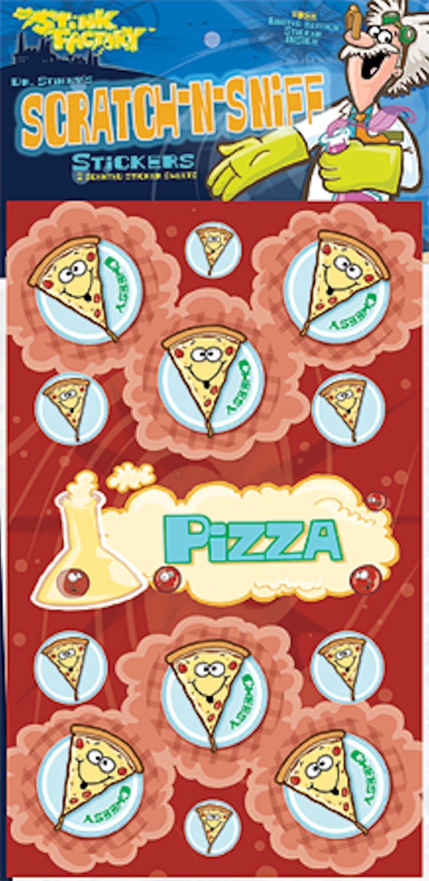 Dr. Stinky's Pizza Scented Scratch-N-Sniff Stickers - Teacher Gifts/Prize