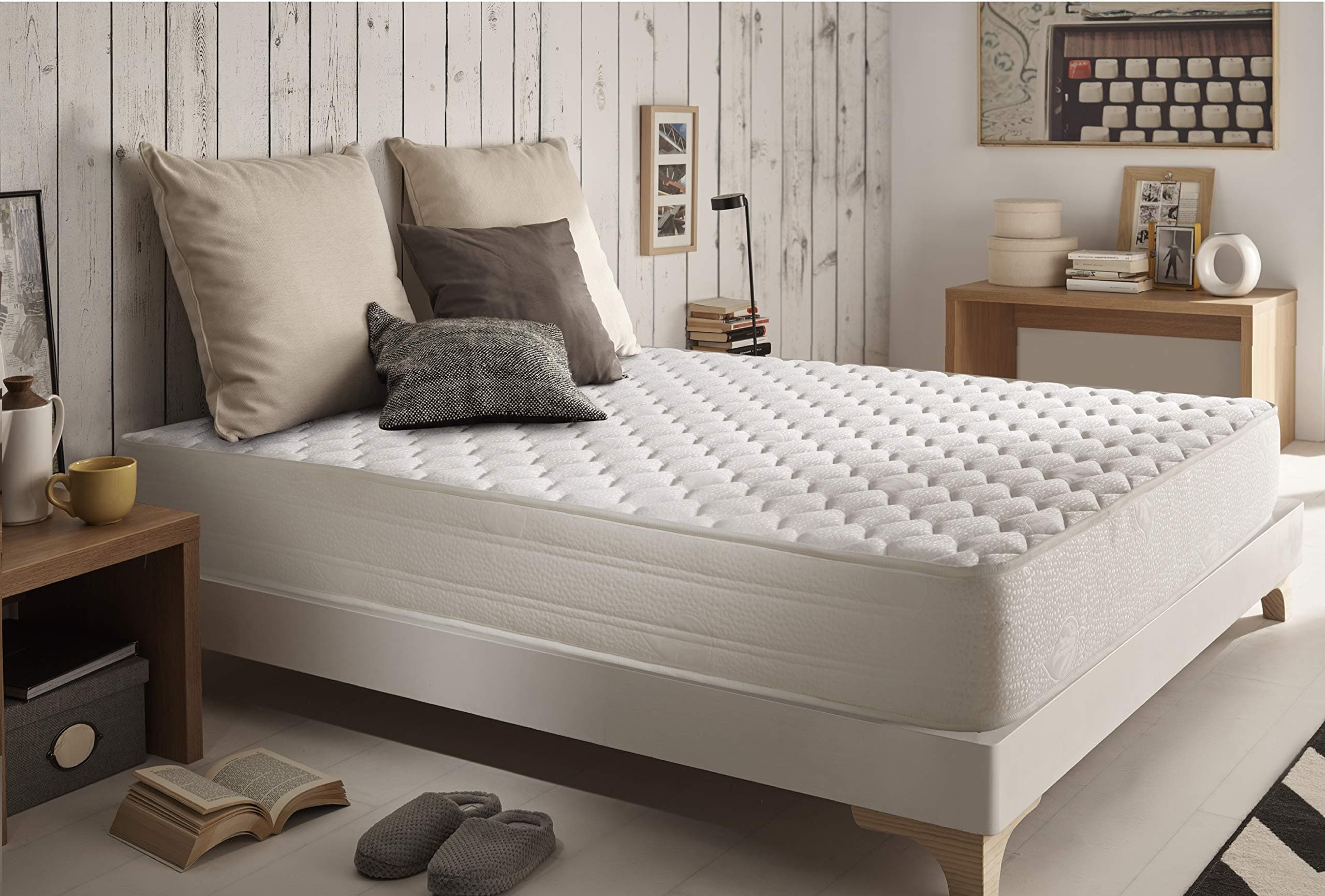 naturalex Optisoft | Cool Quilted Memory Foam and Thermoregulating With Blue Latex | EU Size 140x200 cm | Viscoelastic Foam with Therapeutic effect | Antibacterial for Allergy Sufferers