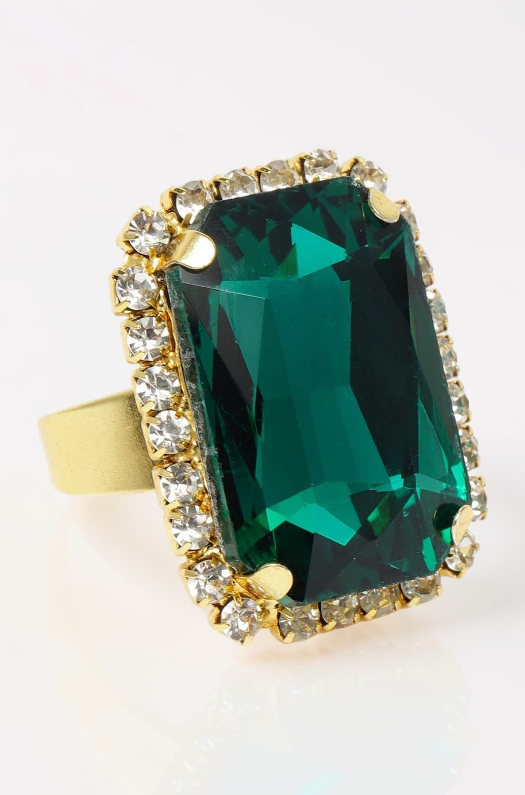 Green Crystal Shine Stone Party Bling Contemporary Adjustable Finger Ring For Women-ZPFK10009