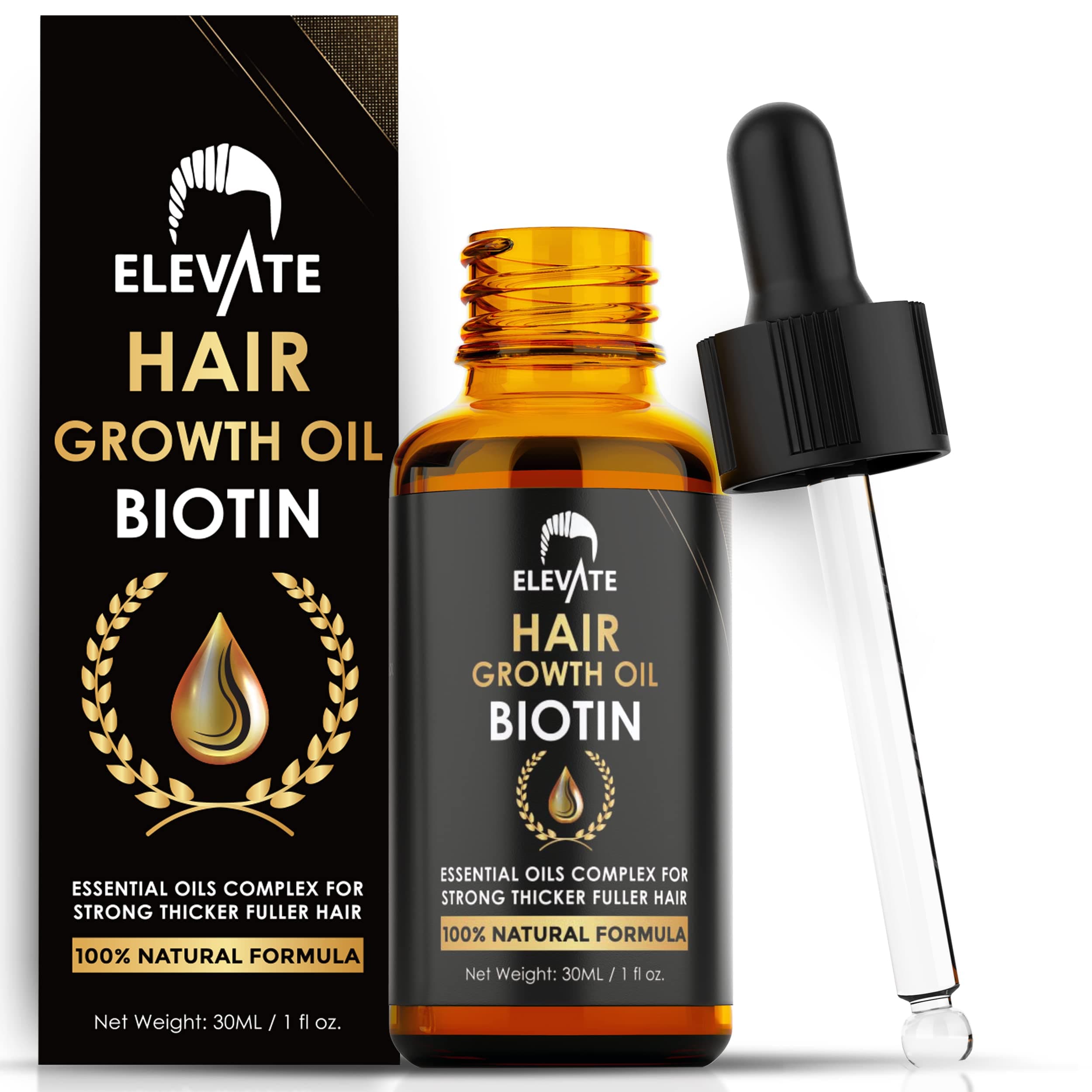 Hair Growth Oil - Biotin Serum & Castor Oil Natural Vitamin Treatment for Stronger, Thicker, Longer Hair and Regrowth - Prevent Thinning and Loss for Men & Women, 1 Fl Oz