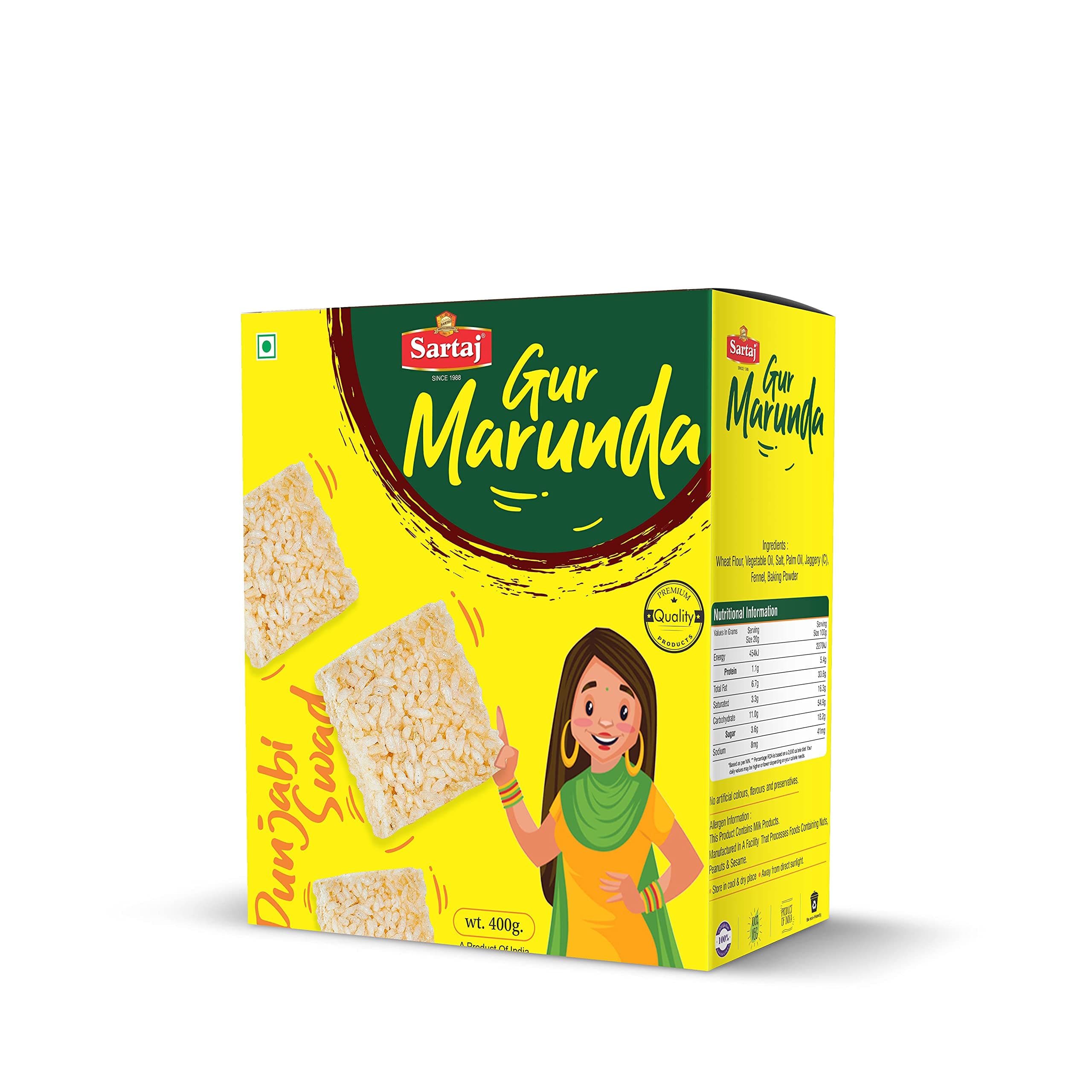 Sartaj Gur Marunda | Sweet Parmal | Puffed Rice Brittle, 400g | Marunda Murmura | Tea Time Snack