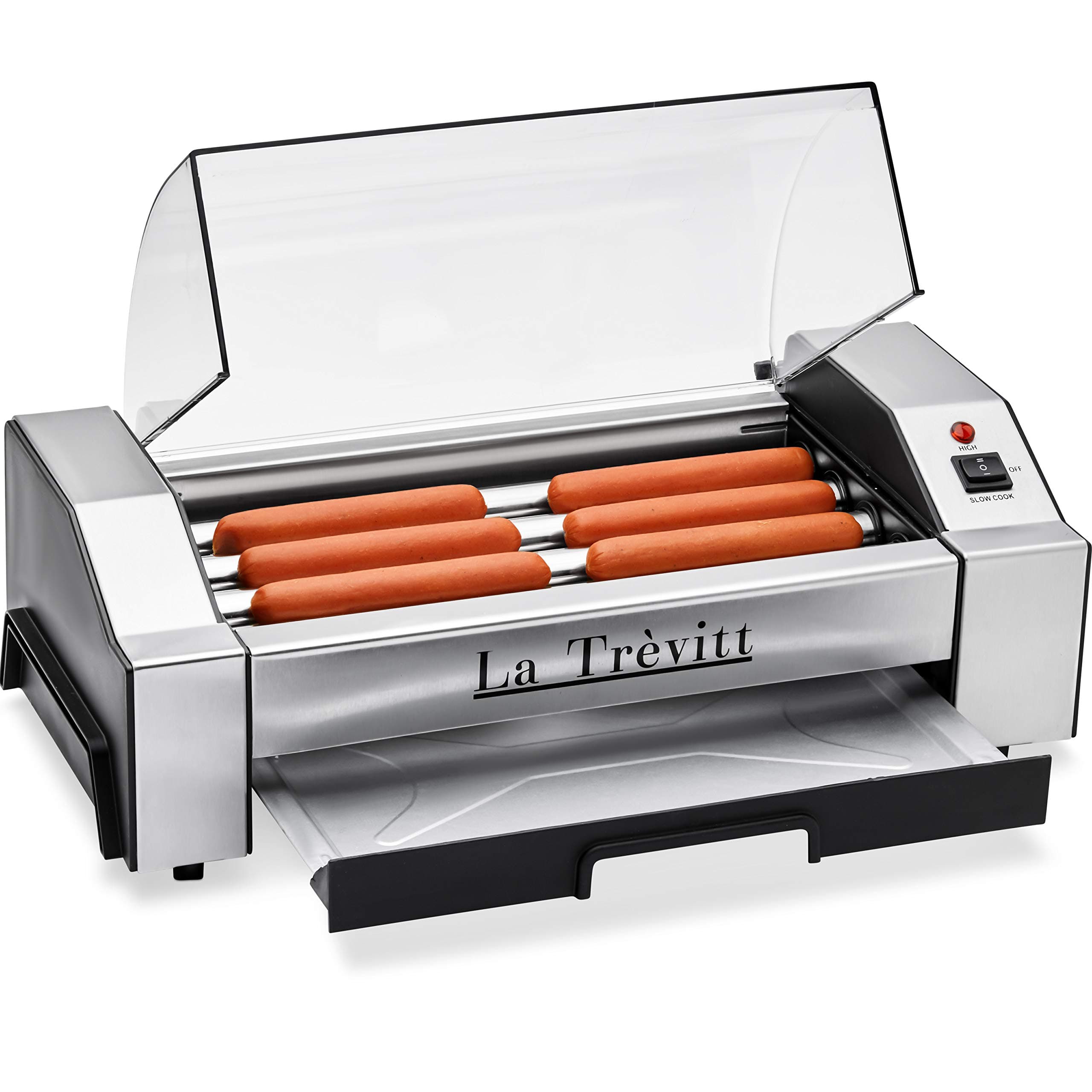 Hot Dog Roller- Sausage Grill Cooker Machine- 6 Hot Dog Capacity - Commercial and Household Hot Dog Machine for Family Use