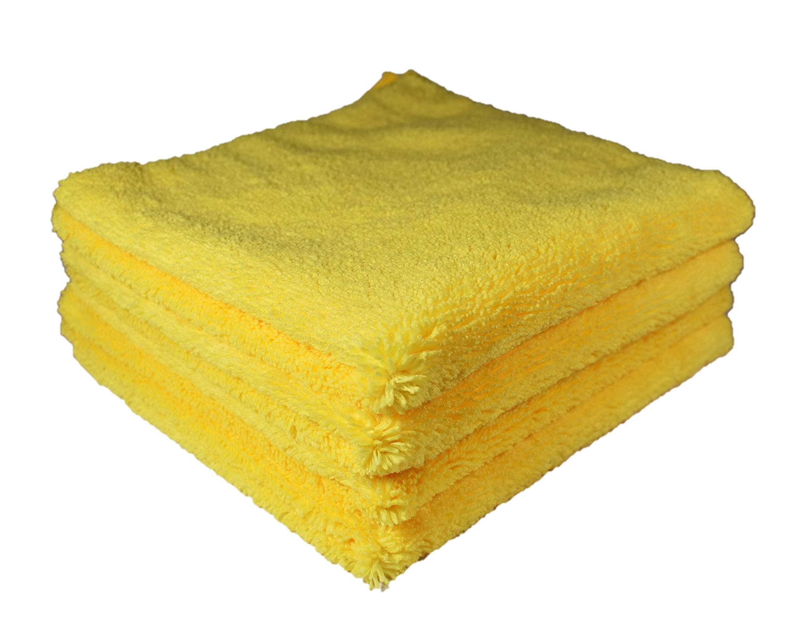 SIMBYSOFT Microfiber Cloth for Car Cleaning pack of 4pc 380GSM Polishing & Detailing Towel-40cm x 40cm (YELLOW)