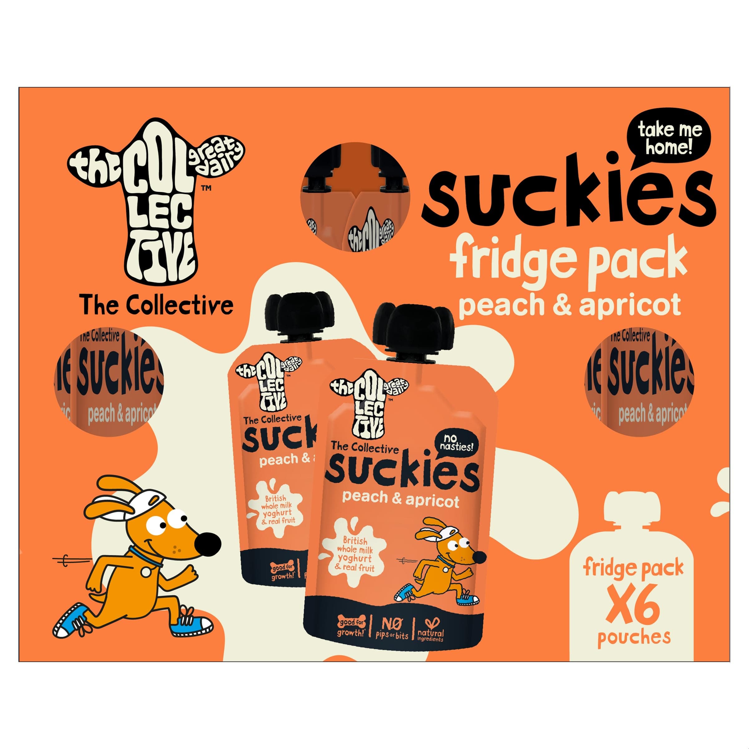 The Collective Suckies Peach + Apricot Kids Yoghurt Pouch Multi-Pack 6 x 90g