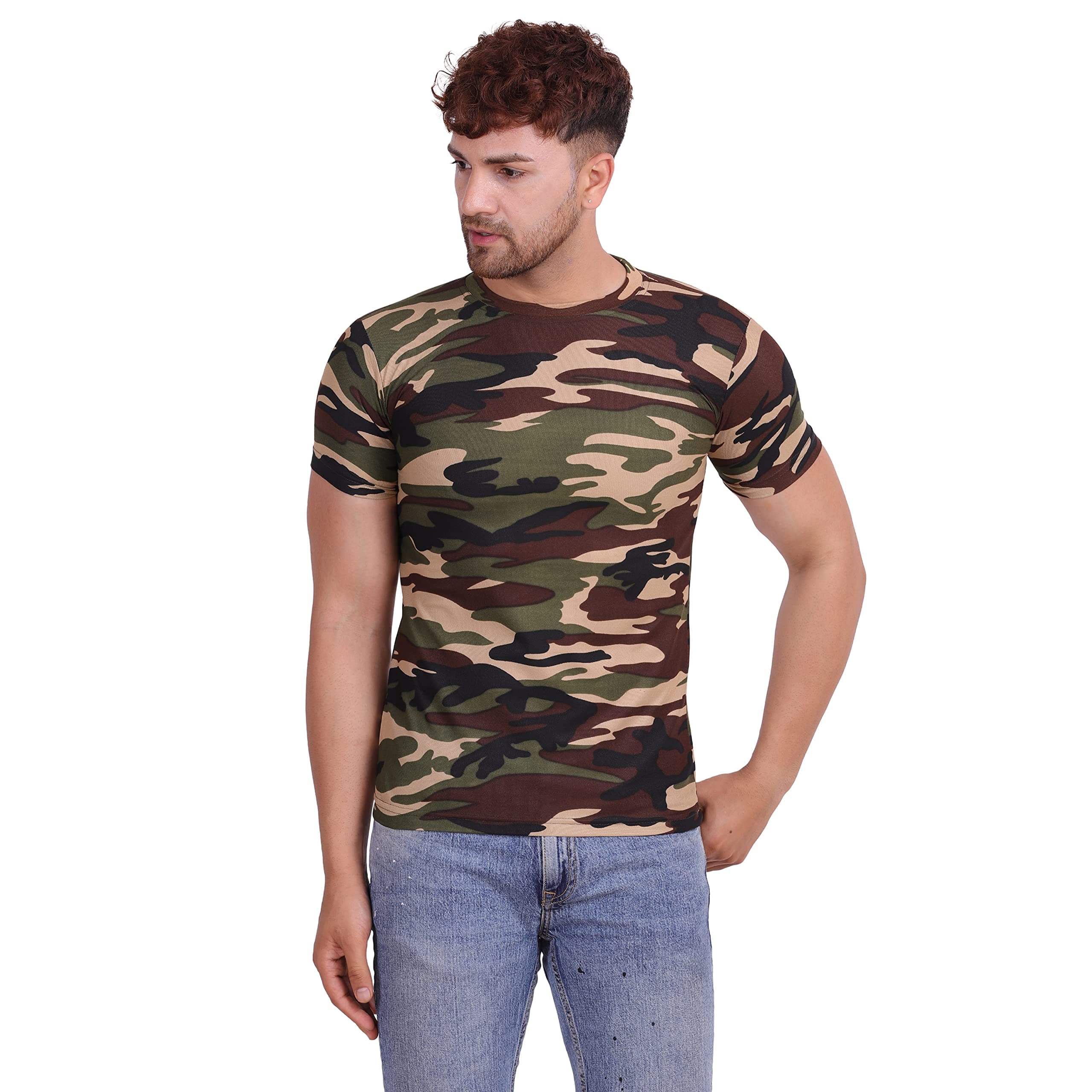 GLAUCUSArmy/Military/SSB Digital Print Camouflage T-Shirt for Men (Sport Fabric- Dry Fit)