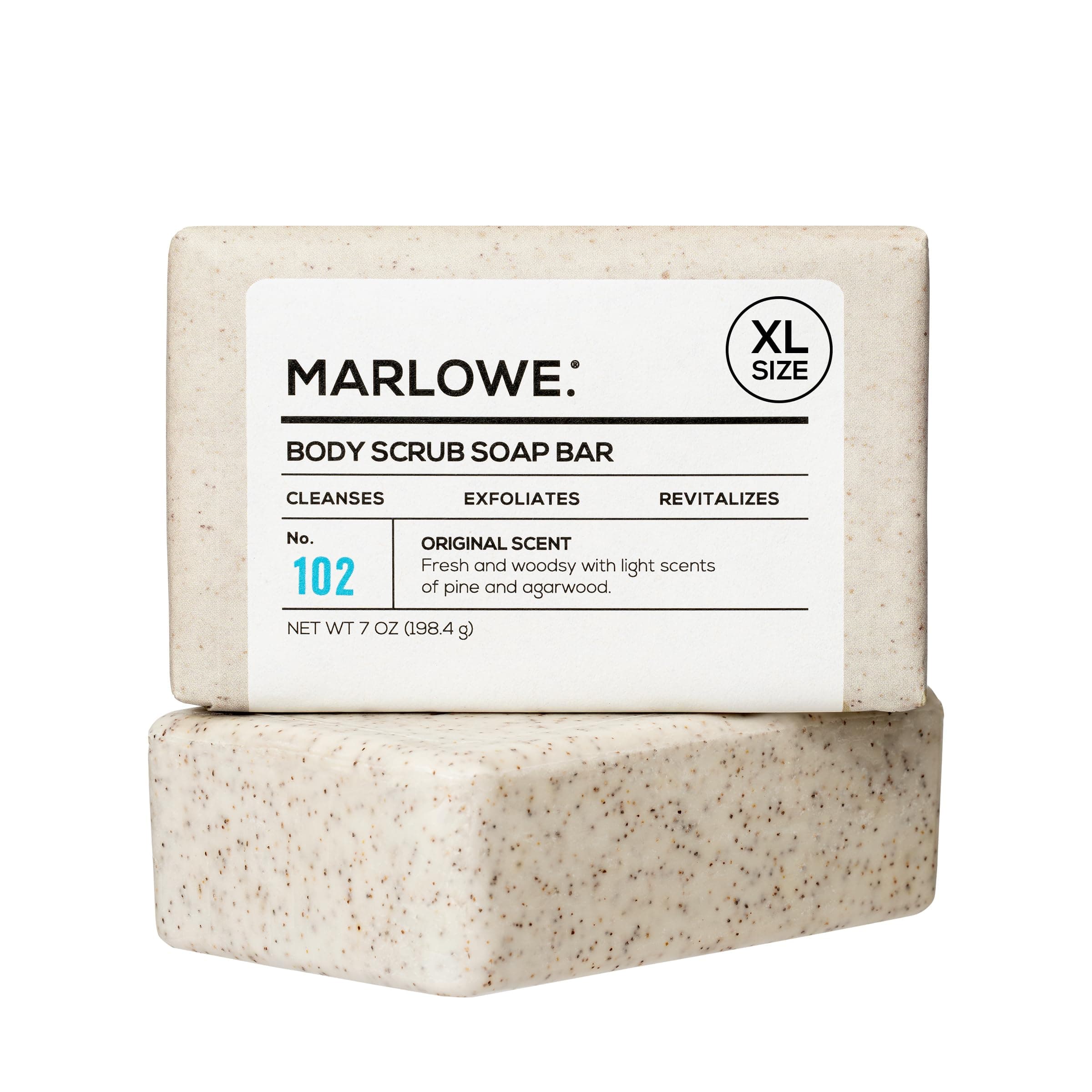 MARLOWE. No. 102 Men's Body Scrub Soap 7 oz | Best Exfoliating Bar for Men | Made with Natural Ingredients | Green Tea Extract | Amazing Scent