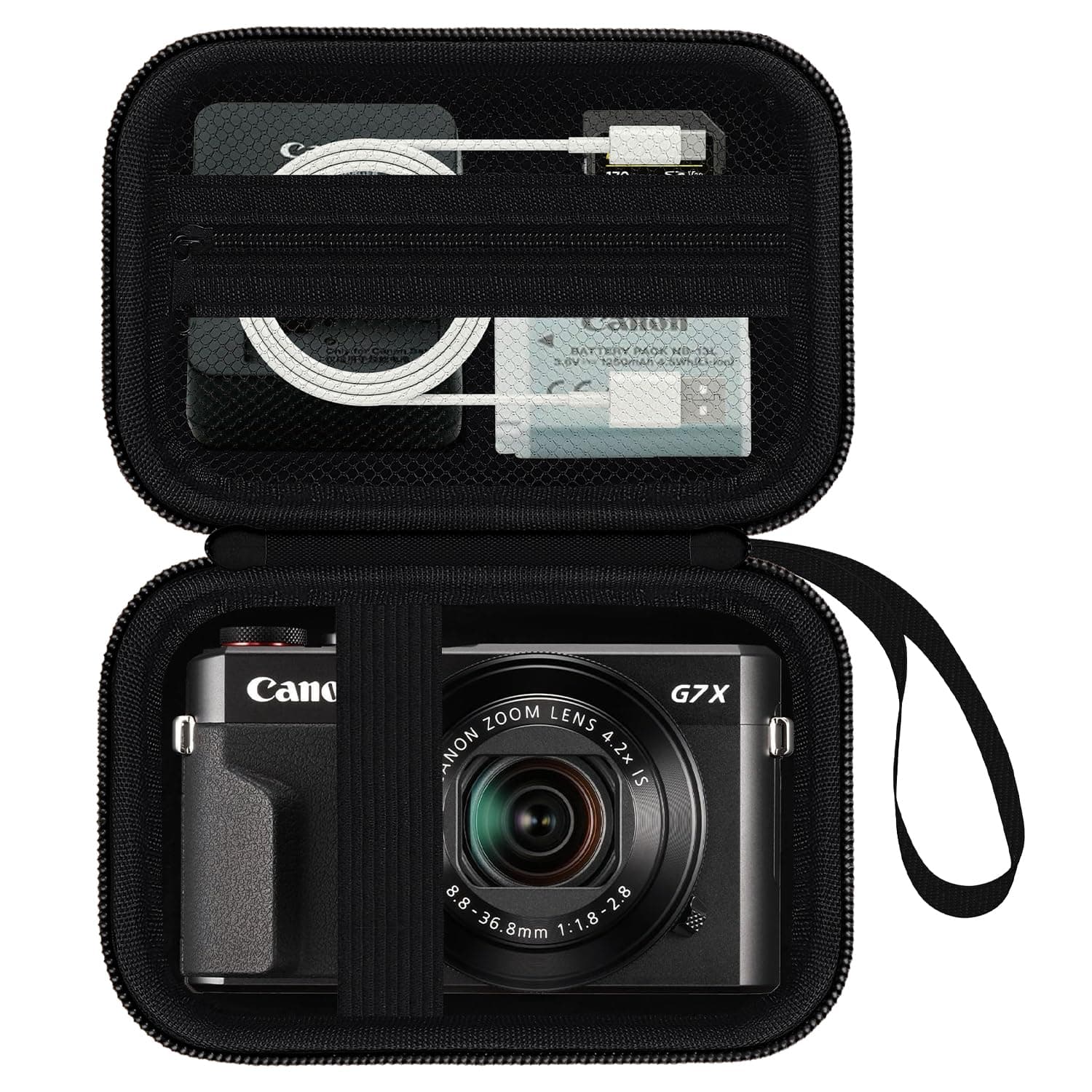 Canon PowerShot G7 X Mark II/G7X Mark III/G9 X Mark II Digital Camera Case, Protective Case for 4K Digital Camera, Hard Travel Storage Bag, Pocket, Black/White, Travel