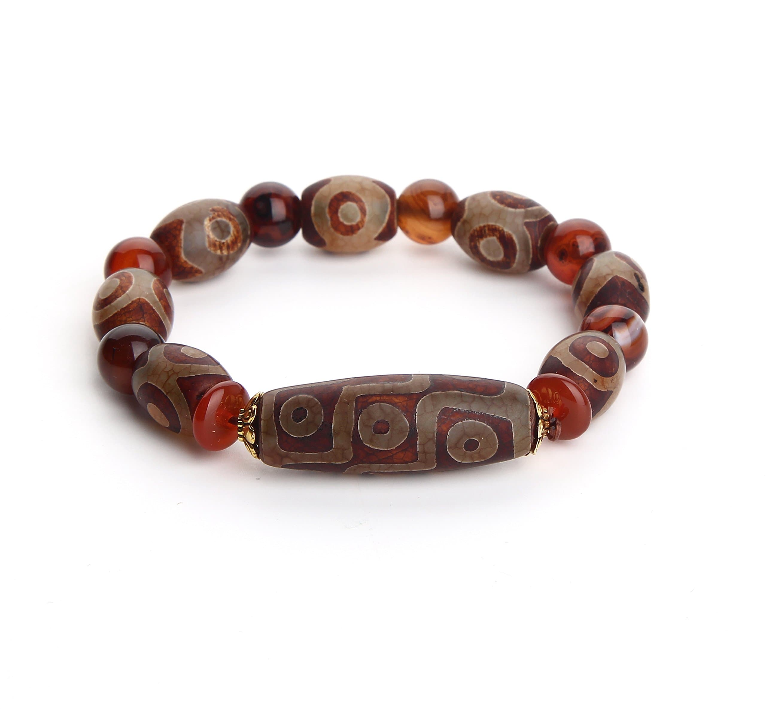 BOYULLFeng Shui Tibetan Dzi Bead Protective Amulet Bracelet, Attract Wealth and Good Luck, Deluxe Gift Box Included, 8 inch, Citrine