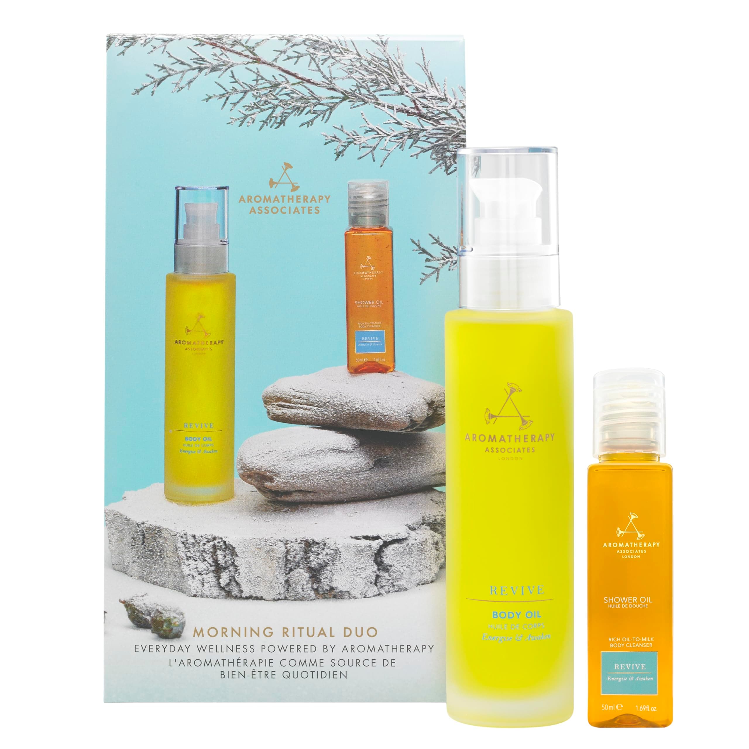 Aromatherapy Associates - Morning Ritual Duo - Revive Body Oil, Revive Shower Oil, Wellbeing Gift Collection, Recharge, Reset and Rebalance