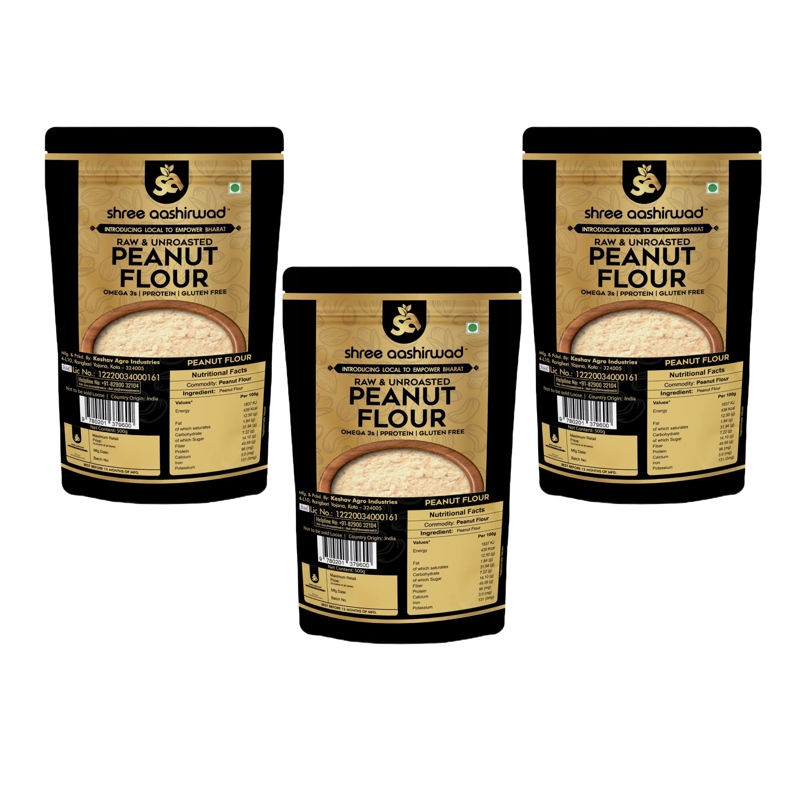 Shree Aanantam 100% Pure & Natural Peanut Flour -400Gram (Pack of 3)