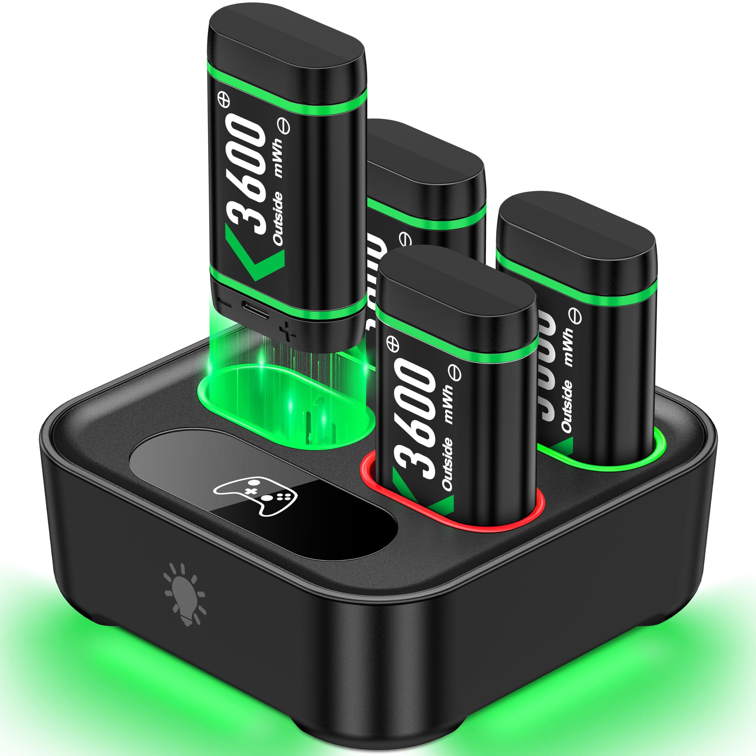 HEYLICOOL Rechargeable Battery Packs for Xbox Series X|S/Xbox One, 4X1200mAh Xbox One Controller Battery Packs, Rechargeable Batteries with Charging Dock for Xbox One/One S/One X/One Elite